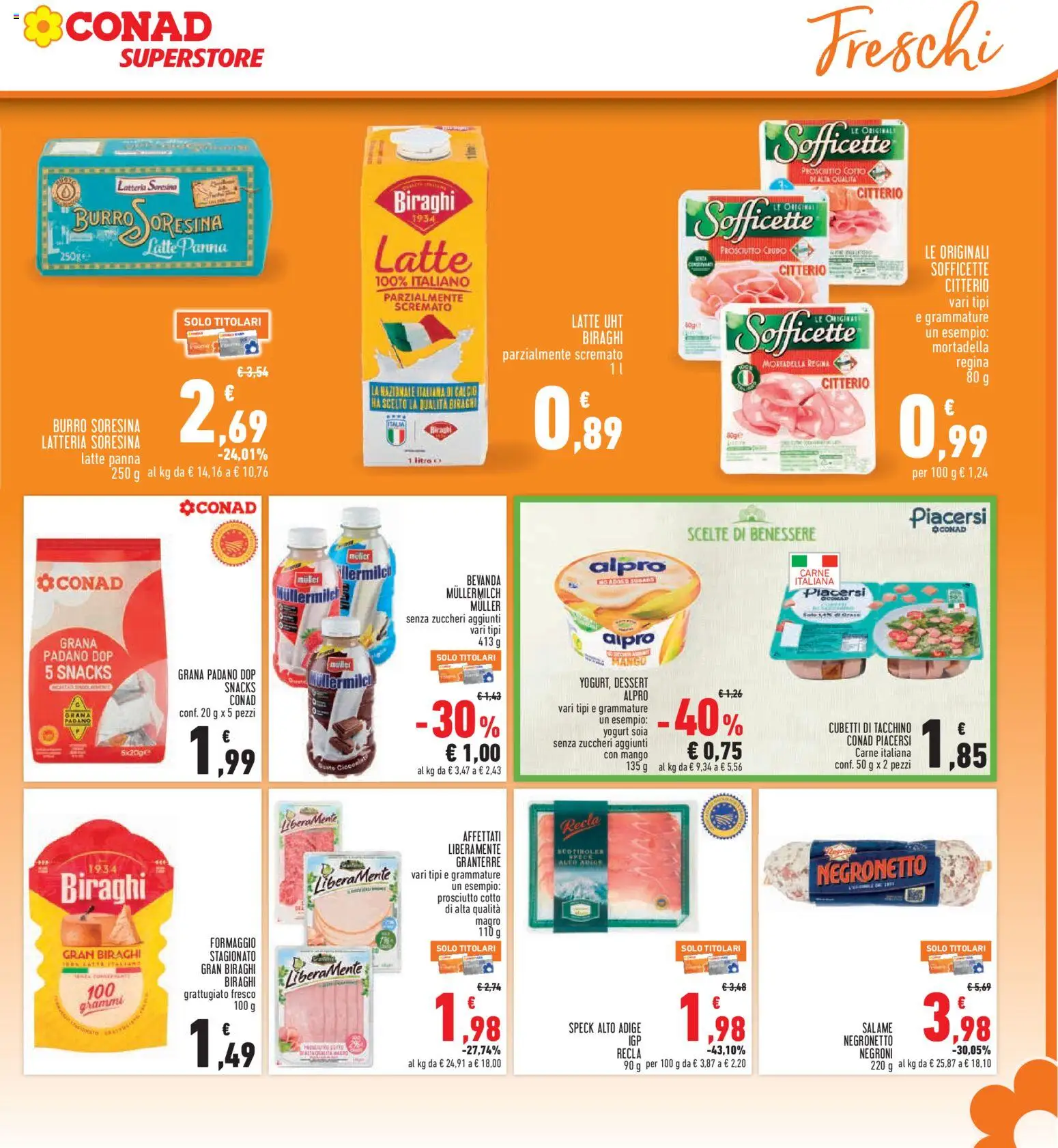 Volantino Conad del 27/08/2026 | Pagina: 15 | Prodotti: Tacchino, Prosciutto, Burro, Grana Padano