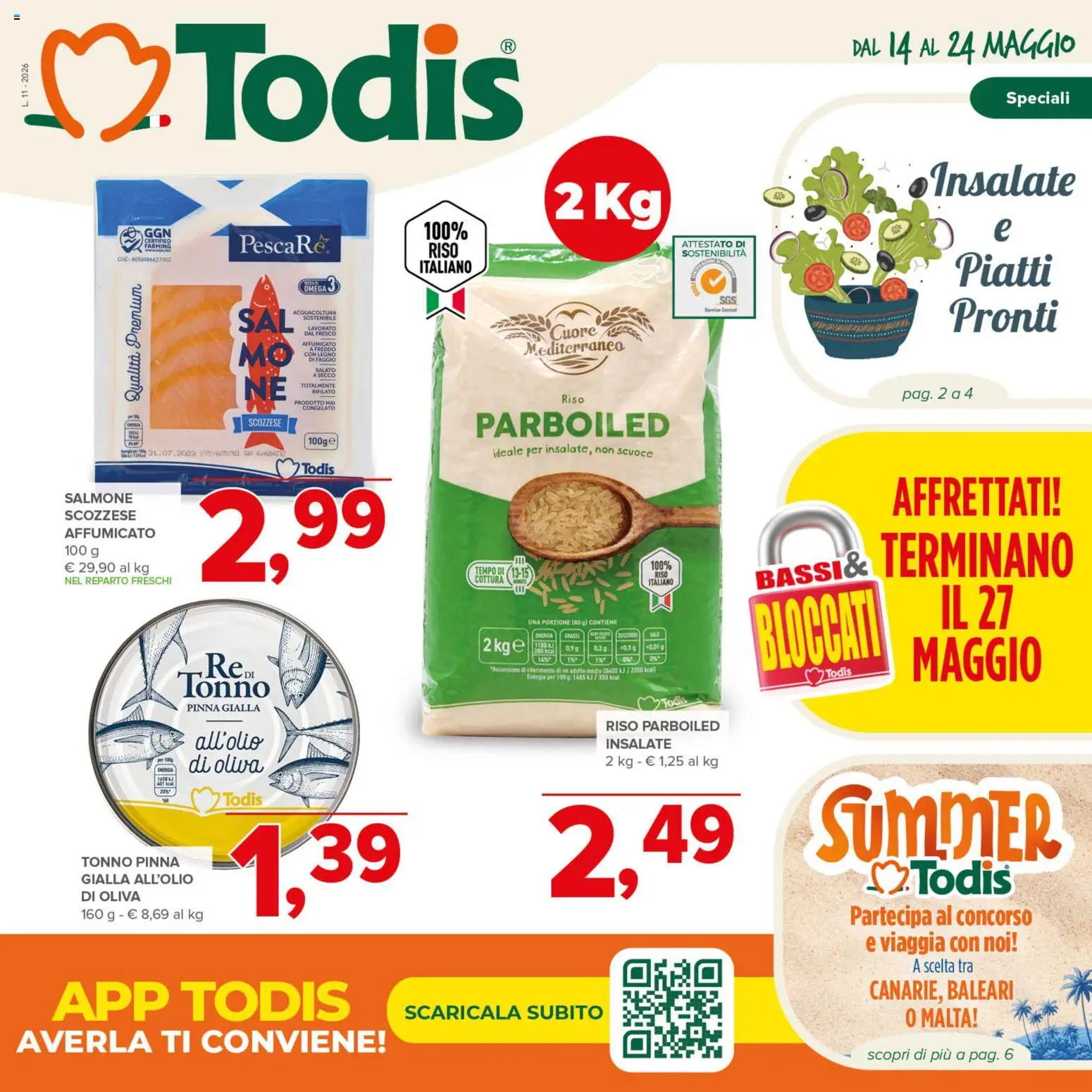 Volantino Todis del 14.05.2026 | Pagina: 1 | Prodotti: Salmone, Riso, Tonno