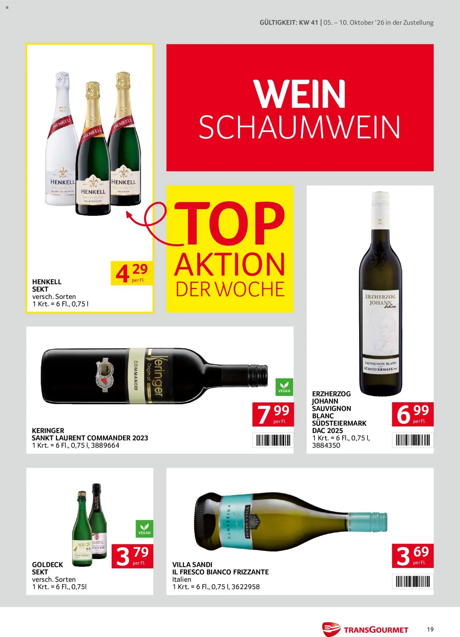 Transgourmet Zustellaktion gültig ab 05.10.2026 | Seite: 19 | Produkte: Wein