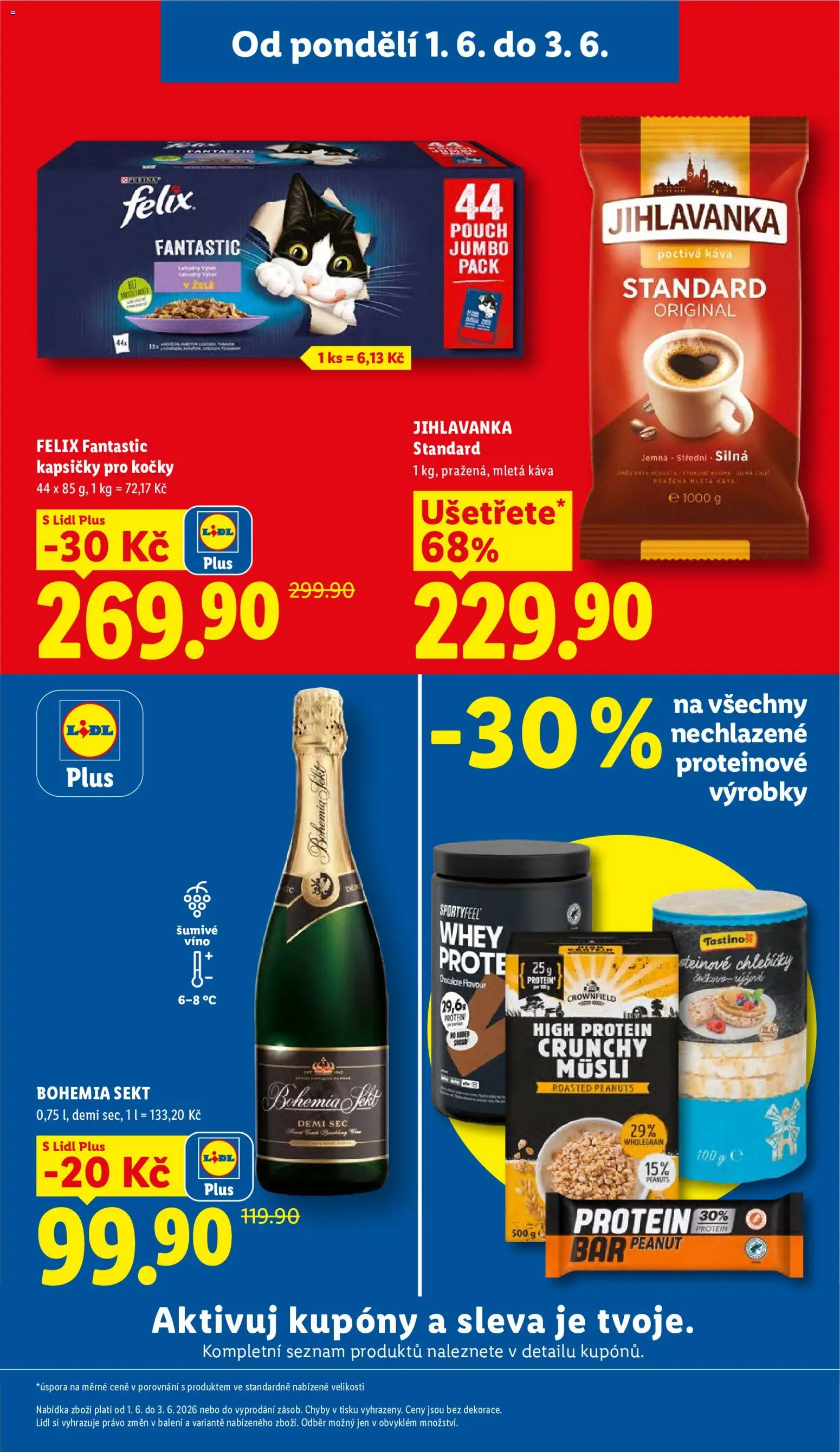 Lidl leták od 01.06.2026 | Strana: 3 | Produkty: Felix fantastic, Víno, Kapsičky pro kočky, Mletá káva