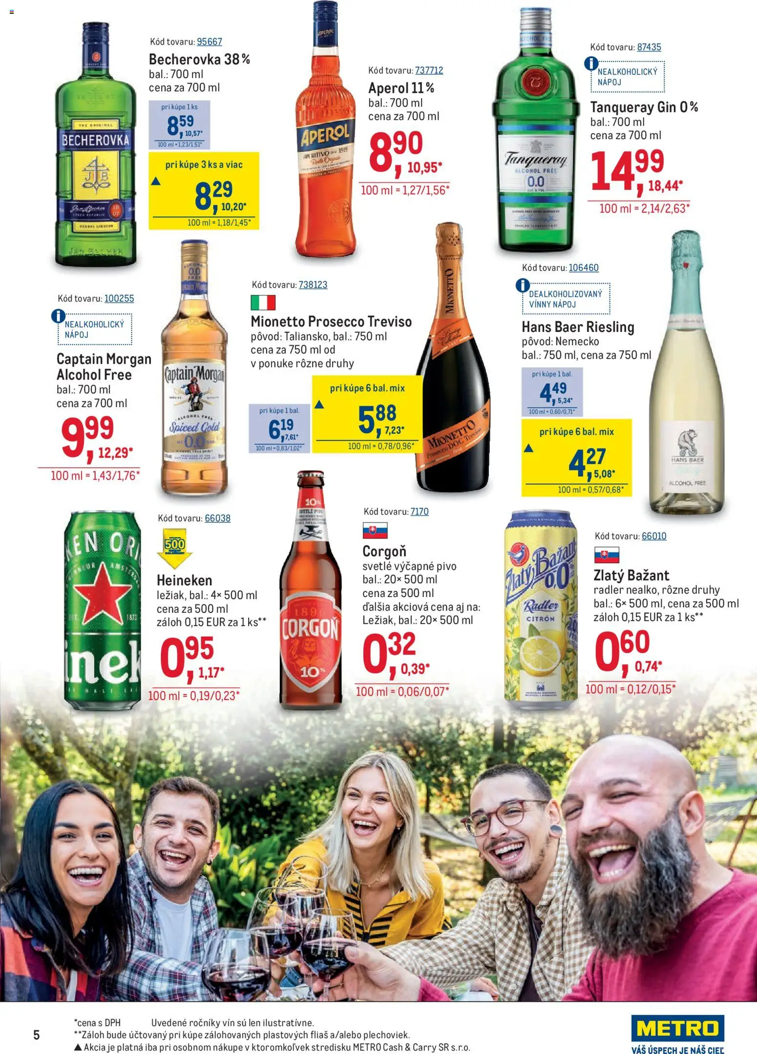 Nové Metro akcie – leták je platný od 17.06.2026 | Strana: 5 | Produkty: Becherovka, Pivo, Prosecco, Corgoň