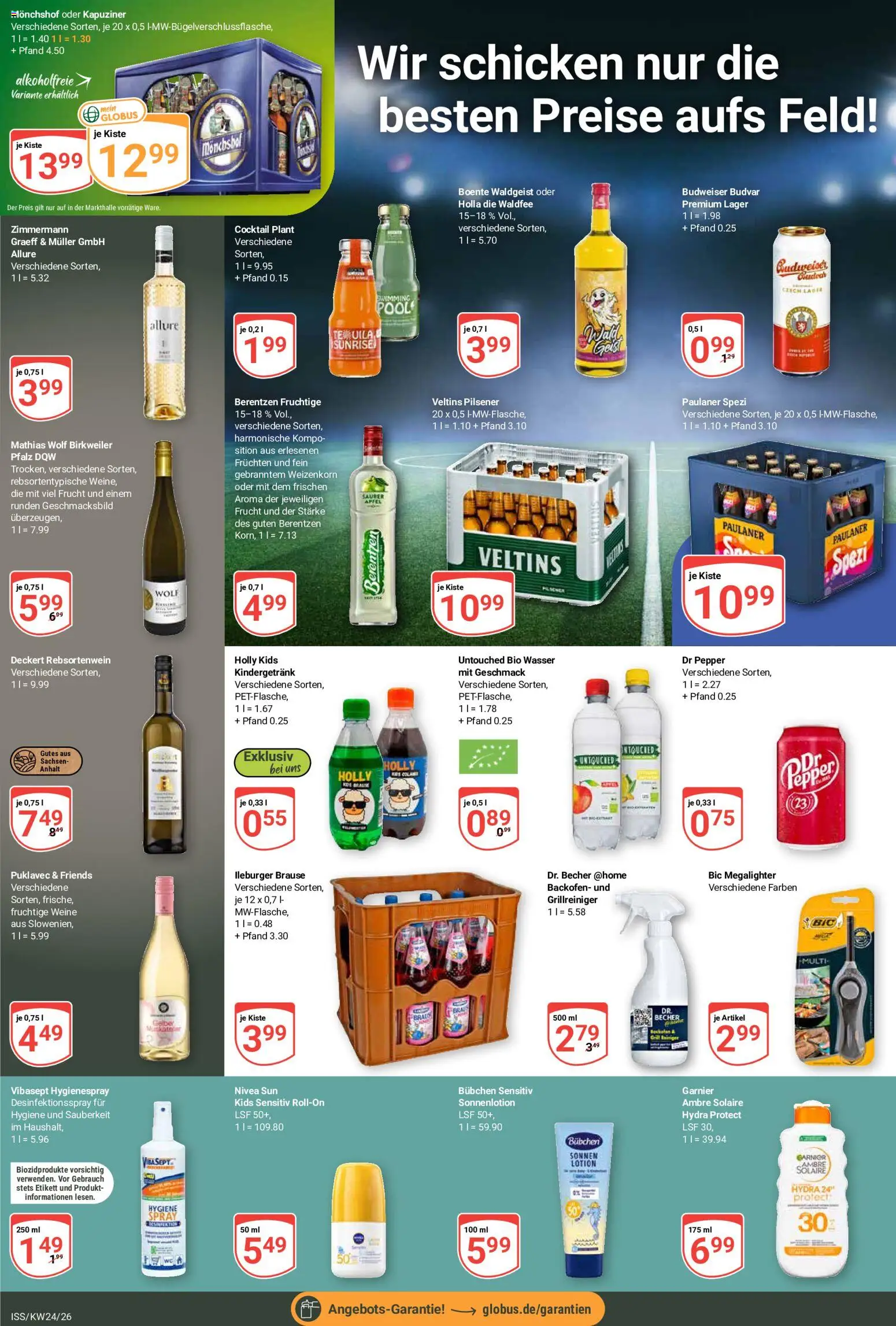 Globus Prospekt – gültig ab 08.06.2026 | Seite: 8 | Produkte: Monchshof, Wasser, Sonnenlotion, Veltins
