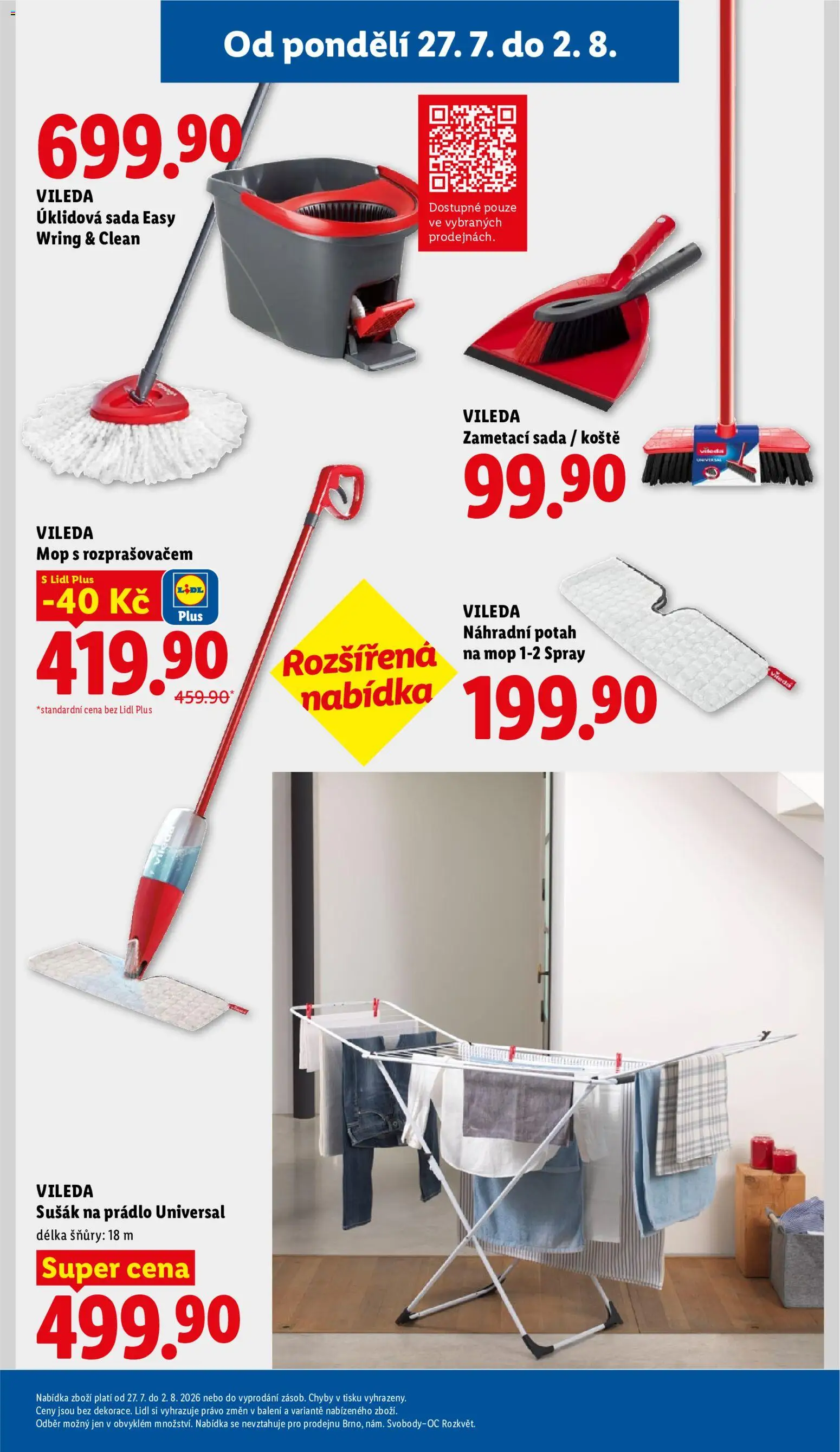 Lidl leták - Spotřební zboží od 27.07.2026 | Strana: 9 | Produkty: Sušák na prádlo, Mop vileda, Mop, Mop s rozprašovačem