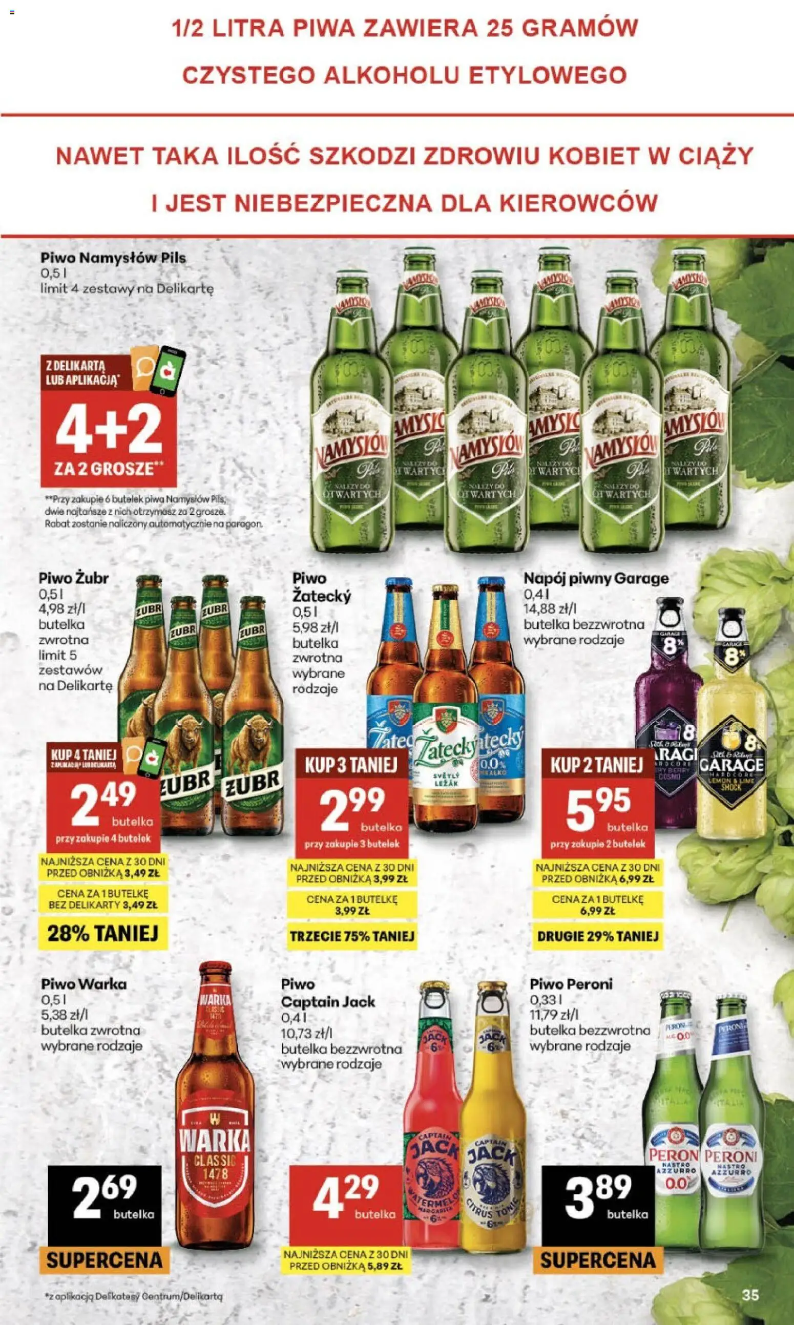 Delikatesy Centrum gazetka od 10.09.2026 | Strona: 35 | Produkty: Piwo żubr, Leżak, Piwo Warka, Piwo Namysłów