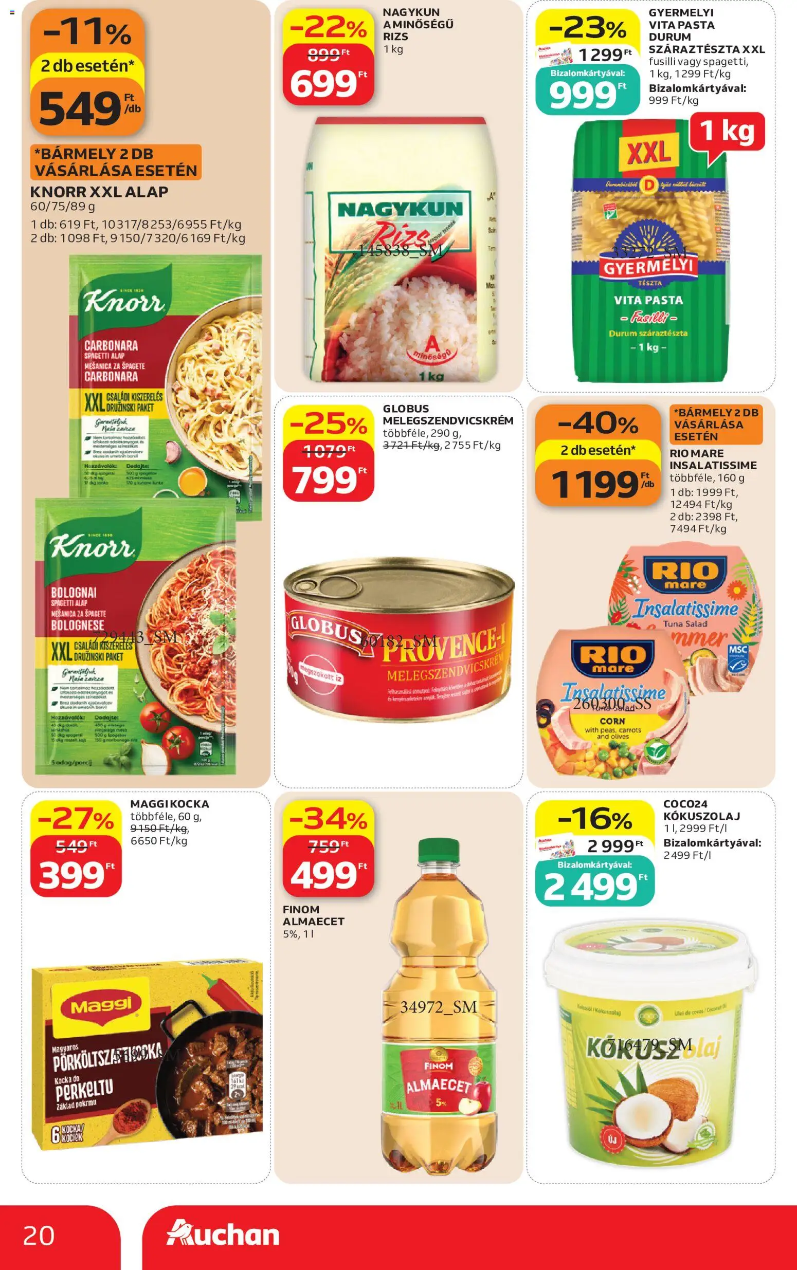 Auchan akciós ujság - amely érvényes a következő dátumtól: 2026.07.09. | Oldal: 20 | Termékek: Cider, Maggi, Almaecet, Rizs