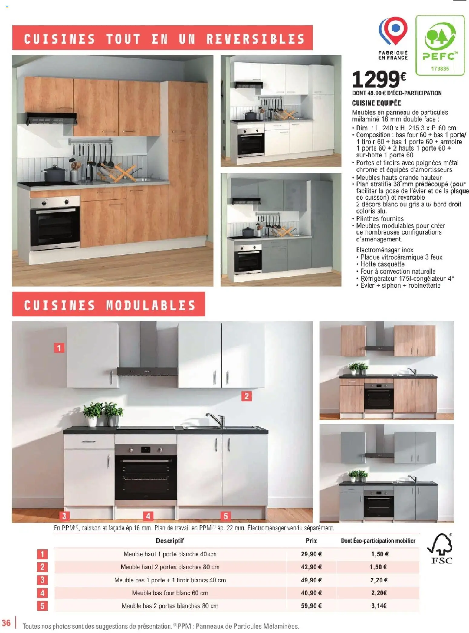 {H1} | Page: 36 | Produits: Plan de travail, Meuble, Four, Poignées