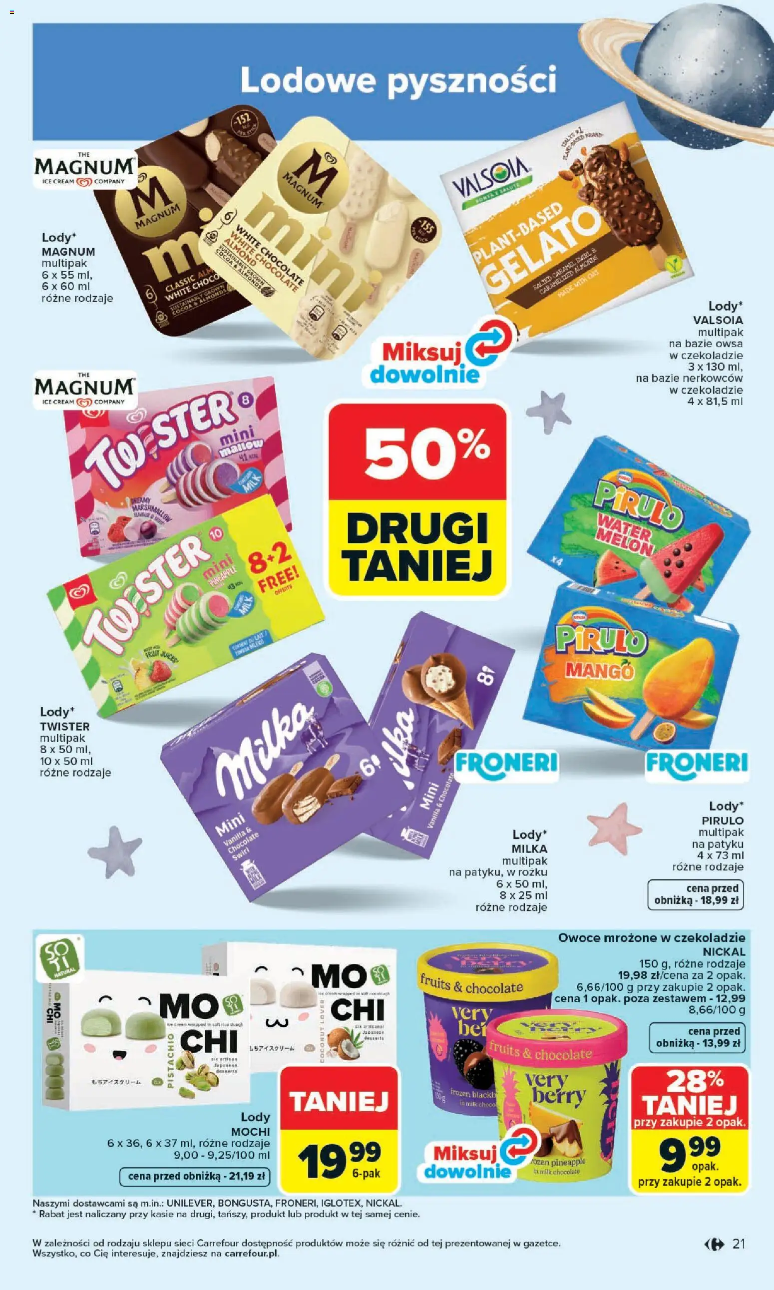 Carrefour gazetka - Zmieniliśmy Się Dla Ciebie od 25.05.2026 | Strona: 21 | Produkty: Melon, Milka, Lody, Owoce
