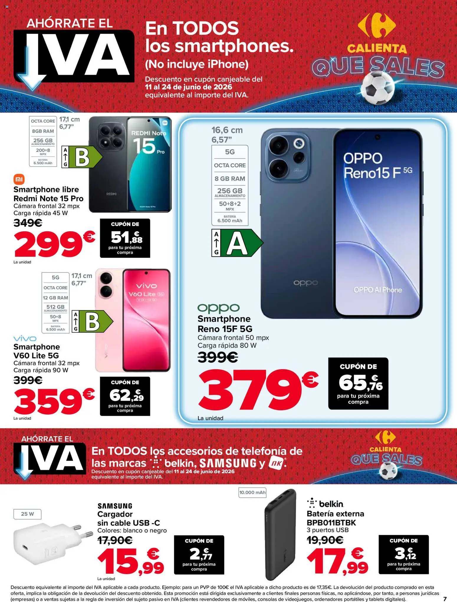 Carrefour folleto │ válido desde el 01.06.2026 | Página: 7 | Productos: Iphone, Cámara, USB, Batería