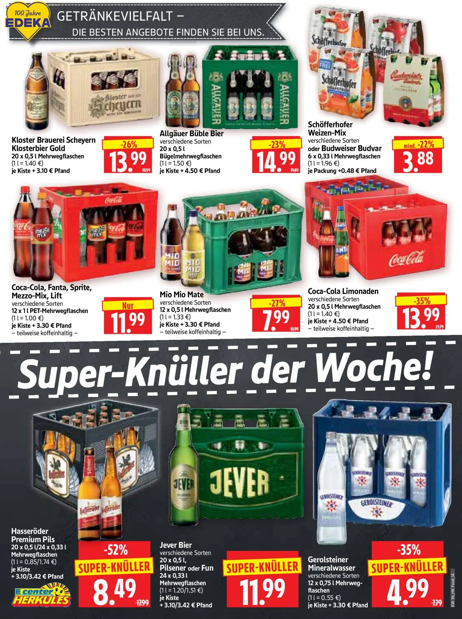 HERKULES Prospekt – gültig ab 31.08.2026 | Seite: 14 | Produkte: Bier, Pils, Mio mio mate, Gerolsteiner