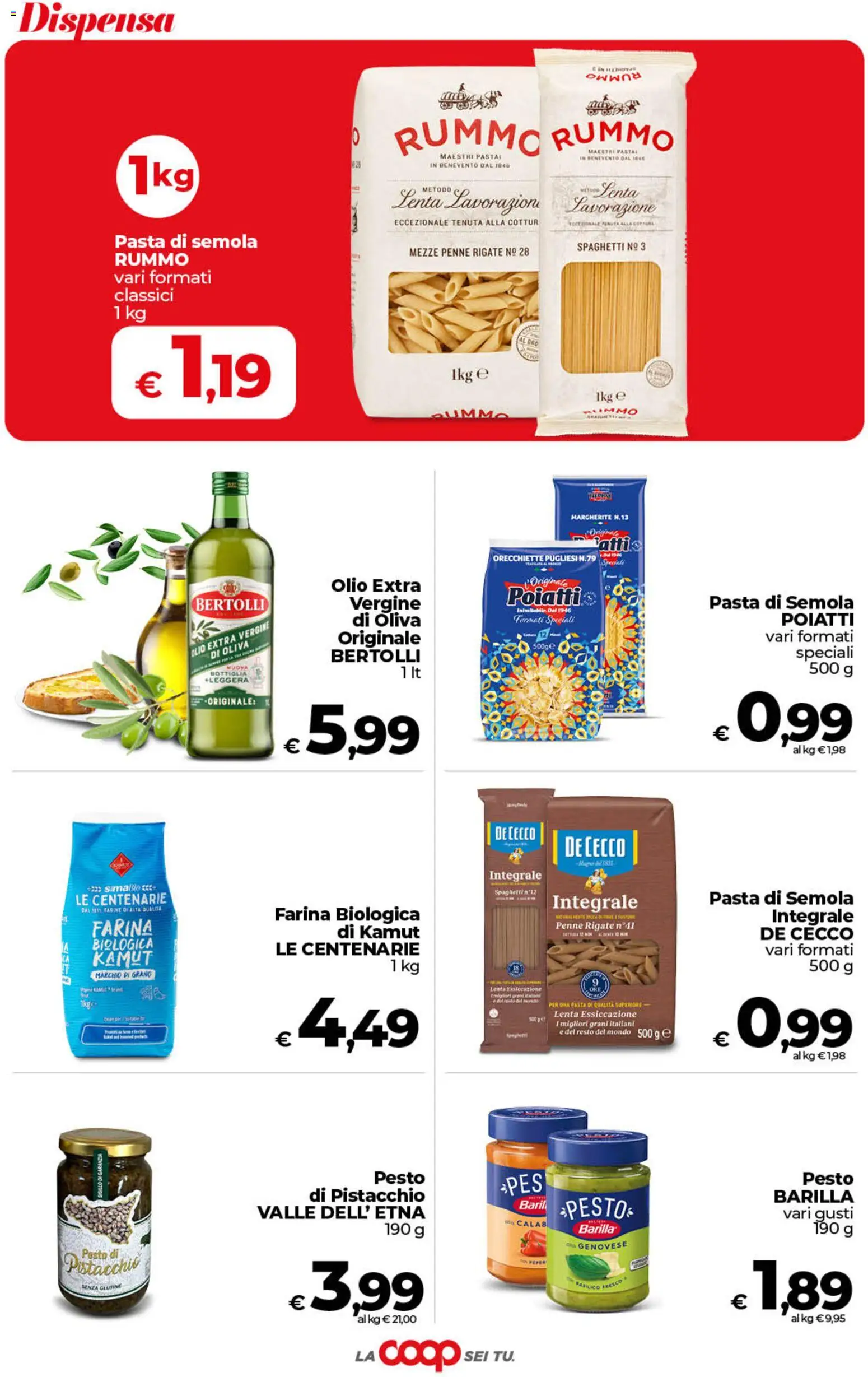 Volantino COOP del 10/07/2026 | Pagina: 28 | Prodotti: Farina, Pasta, Olio extra vergine, Bottiglia