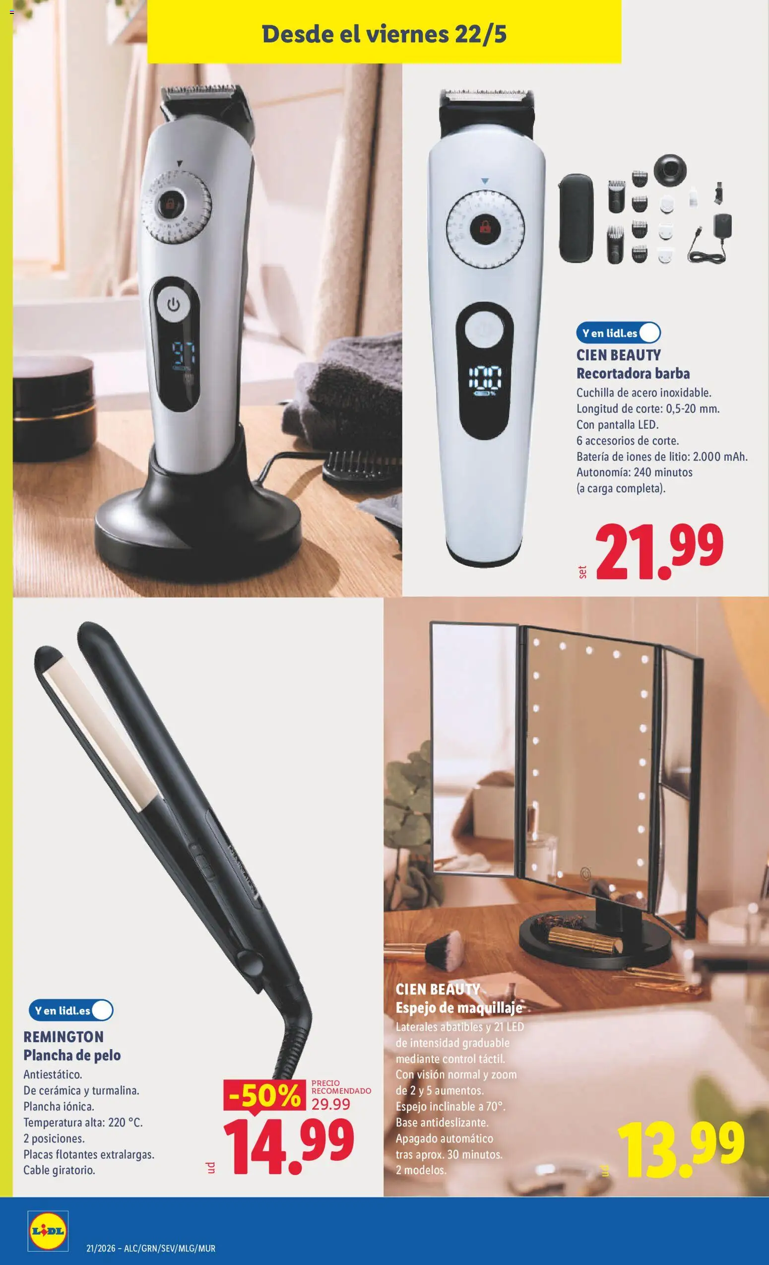 Lidl folleto de bazar │ válido desde el 18.05.2026 | Página: 28 | Productos: Maquillaje, Cable, Plancha de pelo, Batería
