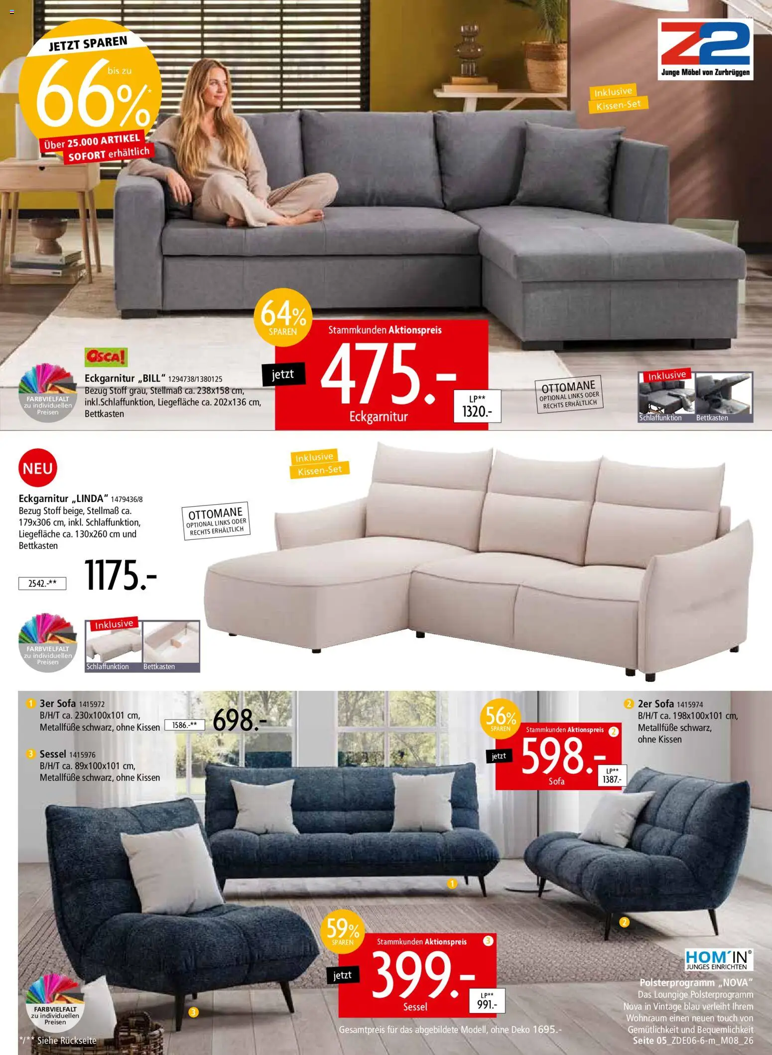 Zurbrüggen Mitnahme Möbel – gültig ab 13.06.2026 | Seite: 5 | Produkte: Kissen, Sofa, Sessel