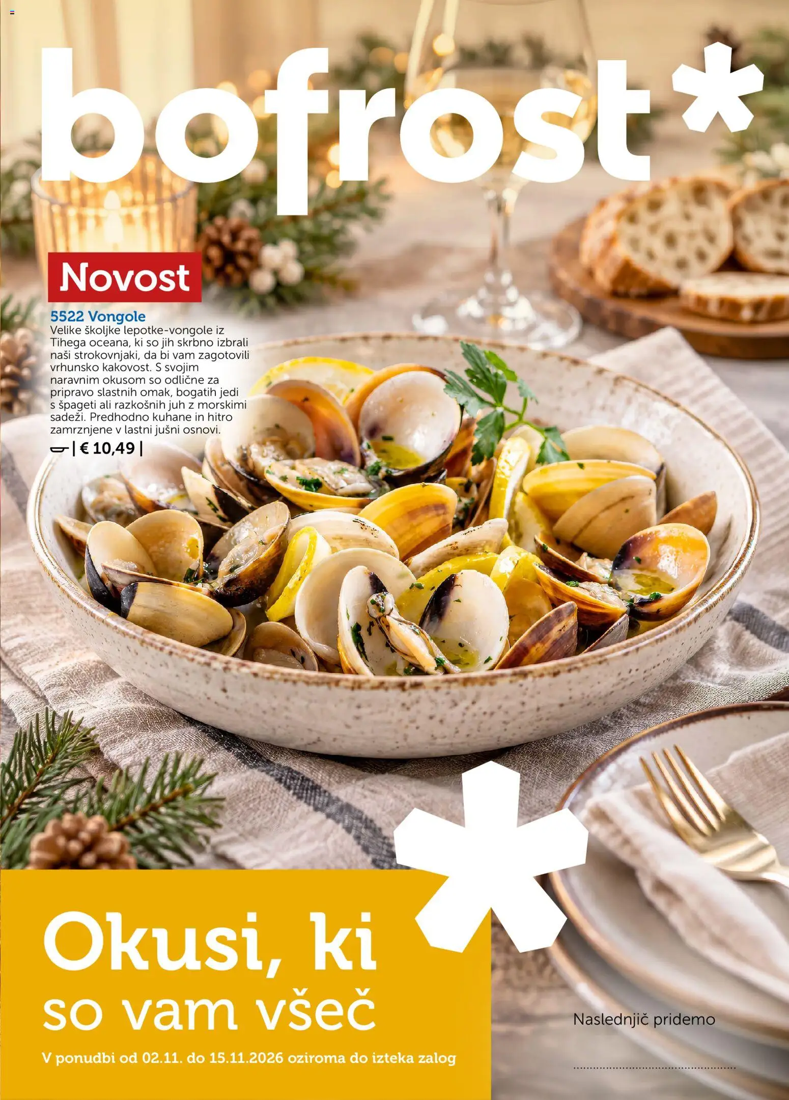 Novi Bofrost katalog ponudbe – veljaven od 02.11.2026 | Stran: 1 | Izdelki: Školjke, Spageti