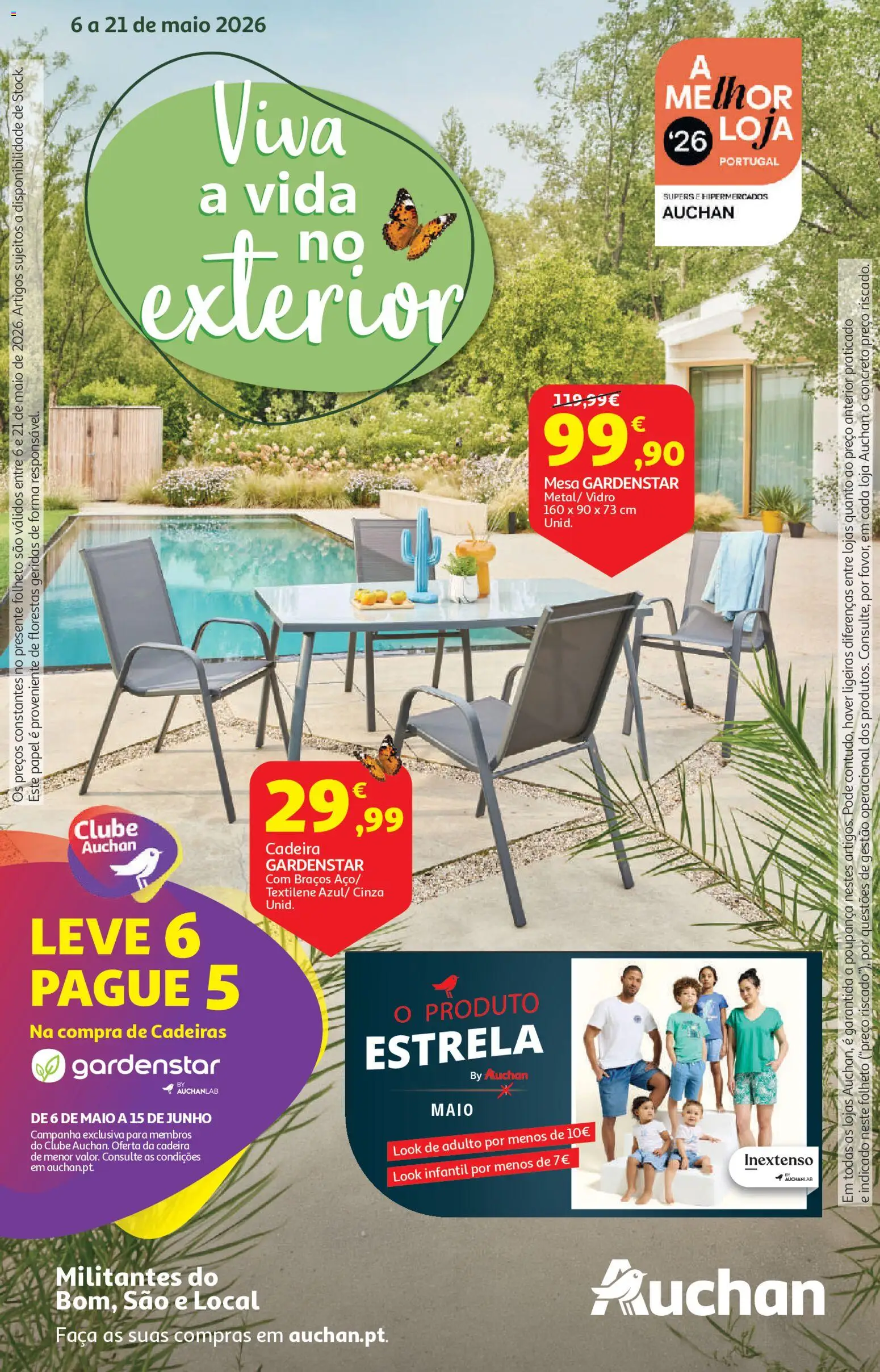 Auchan - Vida no Exterior │ válido de 06.05.2026 | Página: 1 | Produtos: Faca, Cadeiras, Mesa, Cadeira
