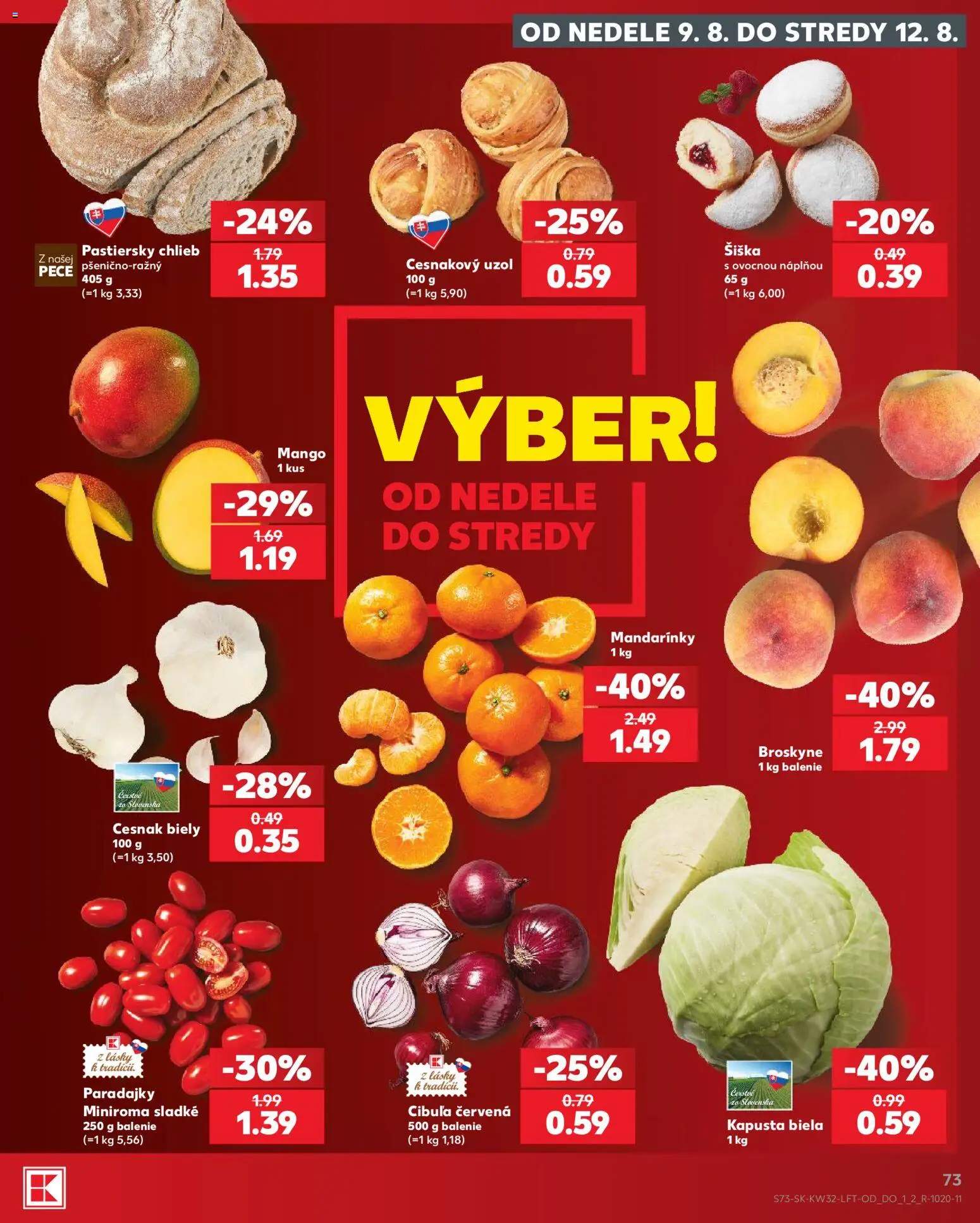 Nové Kaufland akcie – leták je platný od 06.08.2026 | Strana: 73 | Produkty: Kapusta, Kapusta biela, Mandarinky, Cibuľa