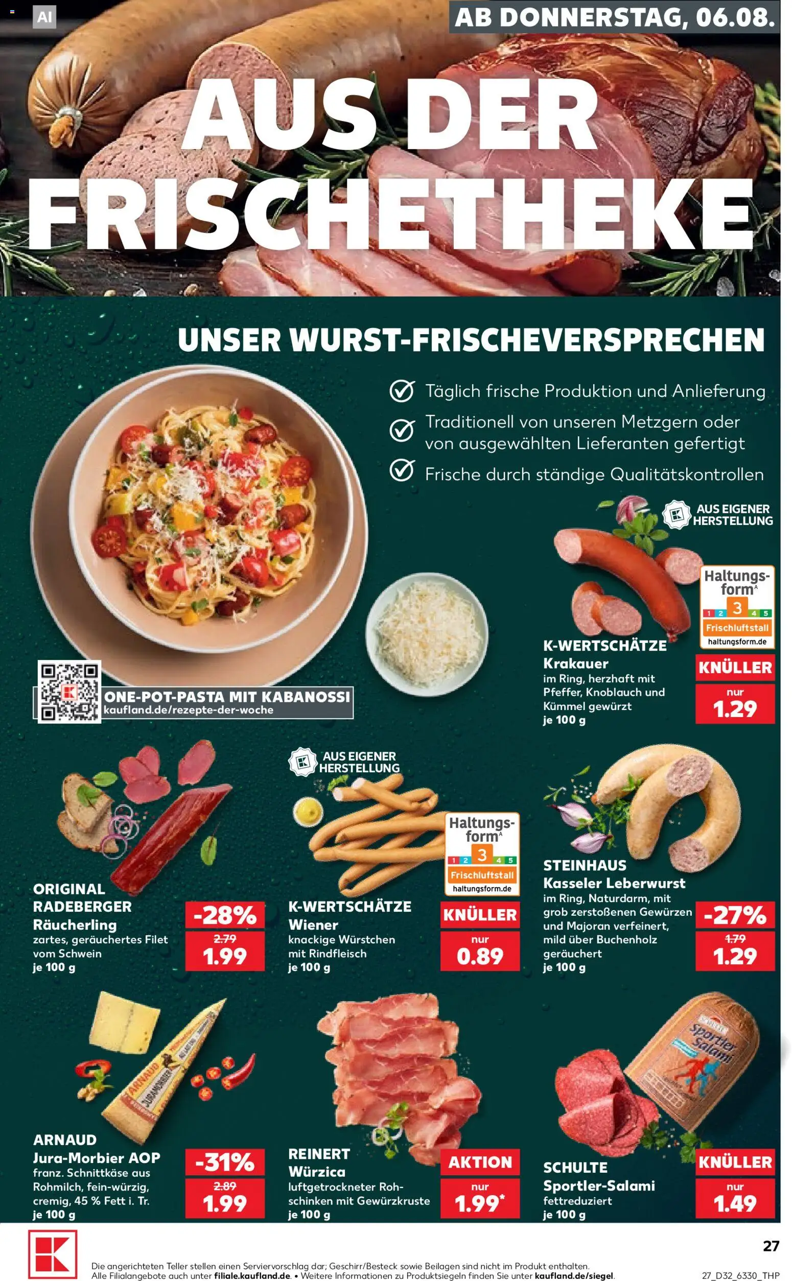 Kaufland Prospekt Kiel – gültig ab 06.08.2026 | Seite: 27 | Produkte: Knoblauch, Salami, Schinken, Rindfleisch