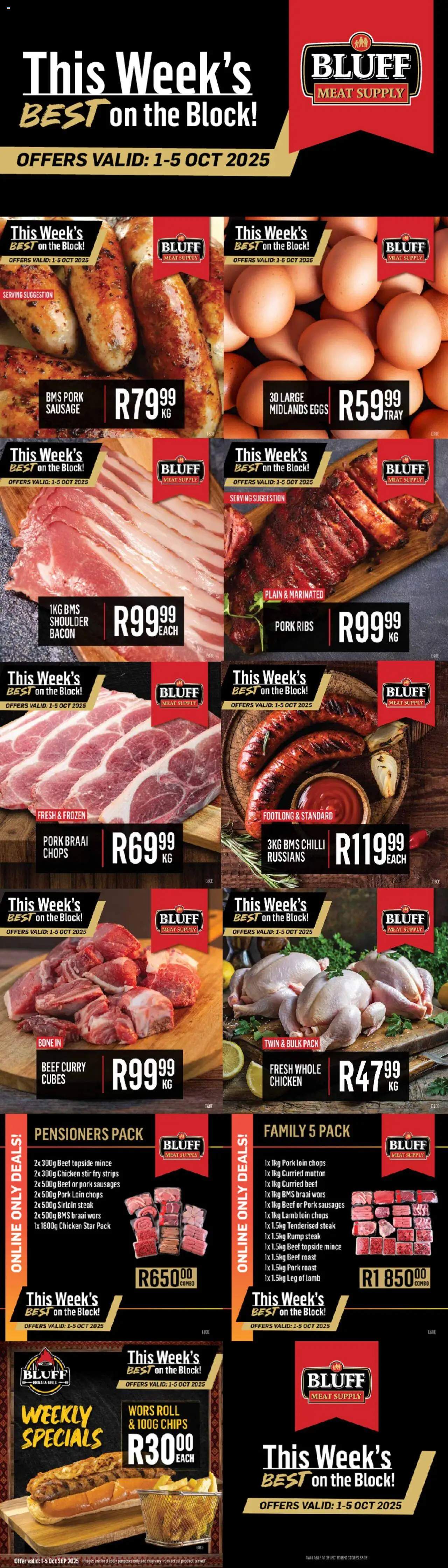 New Bluff Meat Supply catalogue – valid from 01/10/2025 | Page: 1 | Products: Rump steak, Steak, Ribs, Eggs