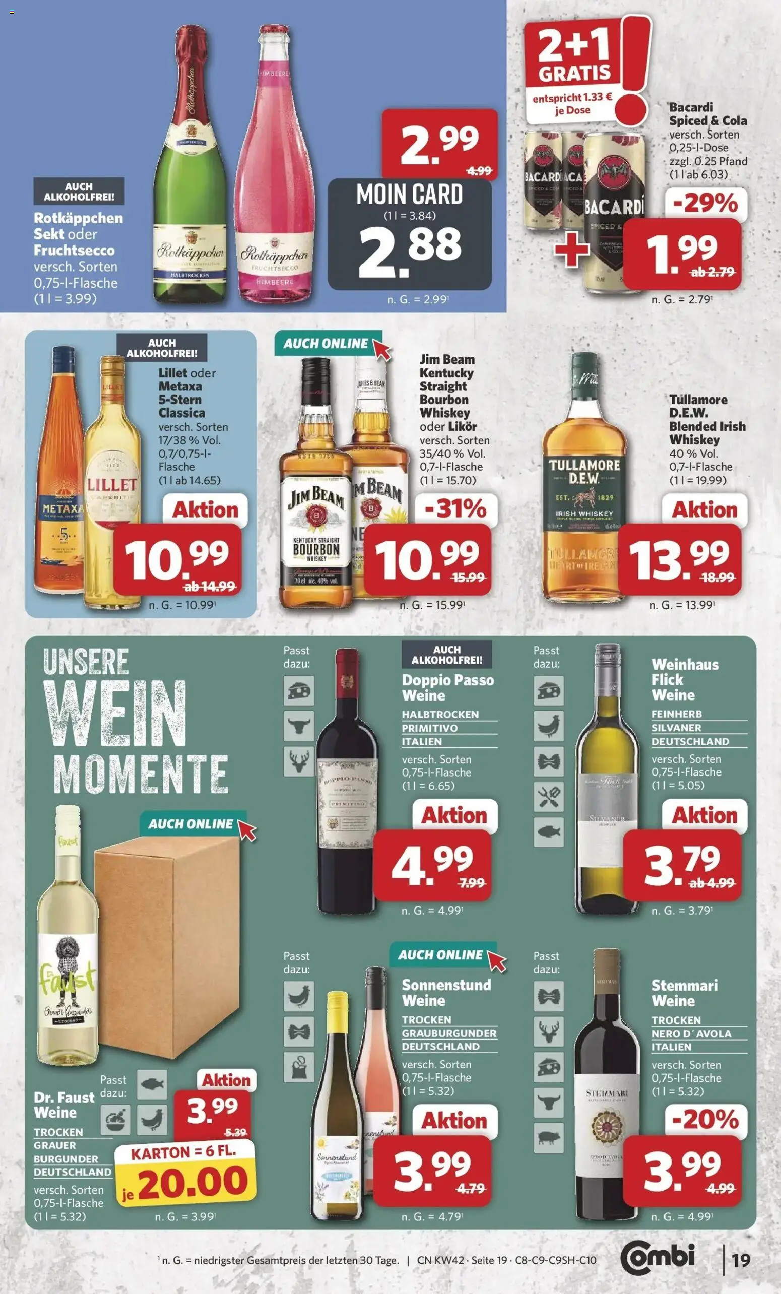 Combi Prospekt Celle – gültig ab 12.10.2026 | Seite: 19 | Produkte: Likör, Doppio Passo, Rotkäppchen, Bourbon