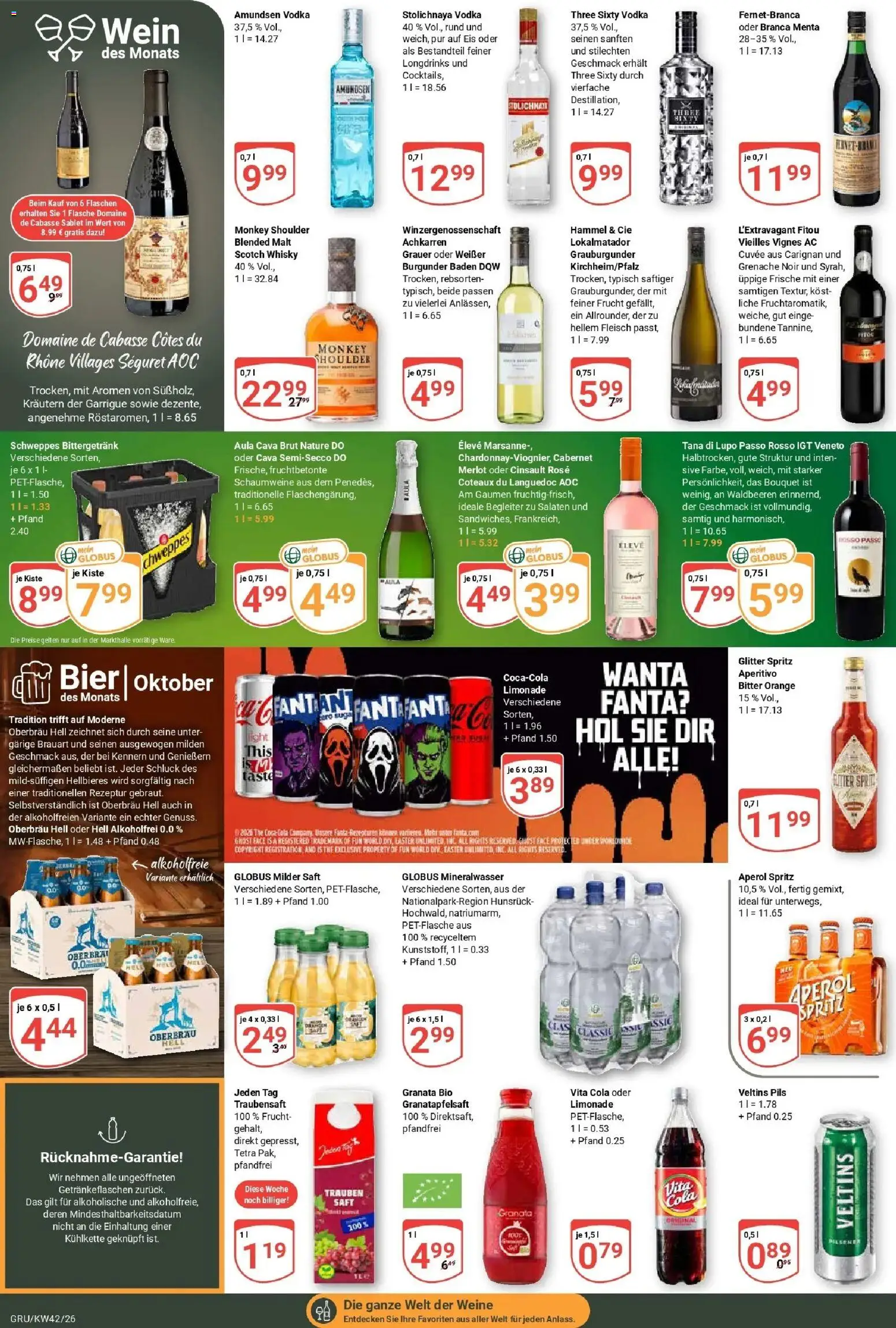 Globus Prospekt Grünstadt (ab 12.10.2026) » Angebote online | Seite: 16 | Produkte: Fanta, Mineralwasser, Vodka, Fleisch