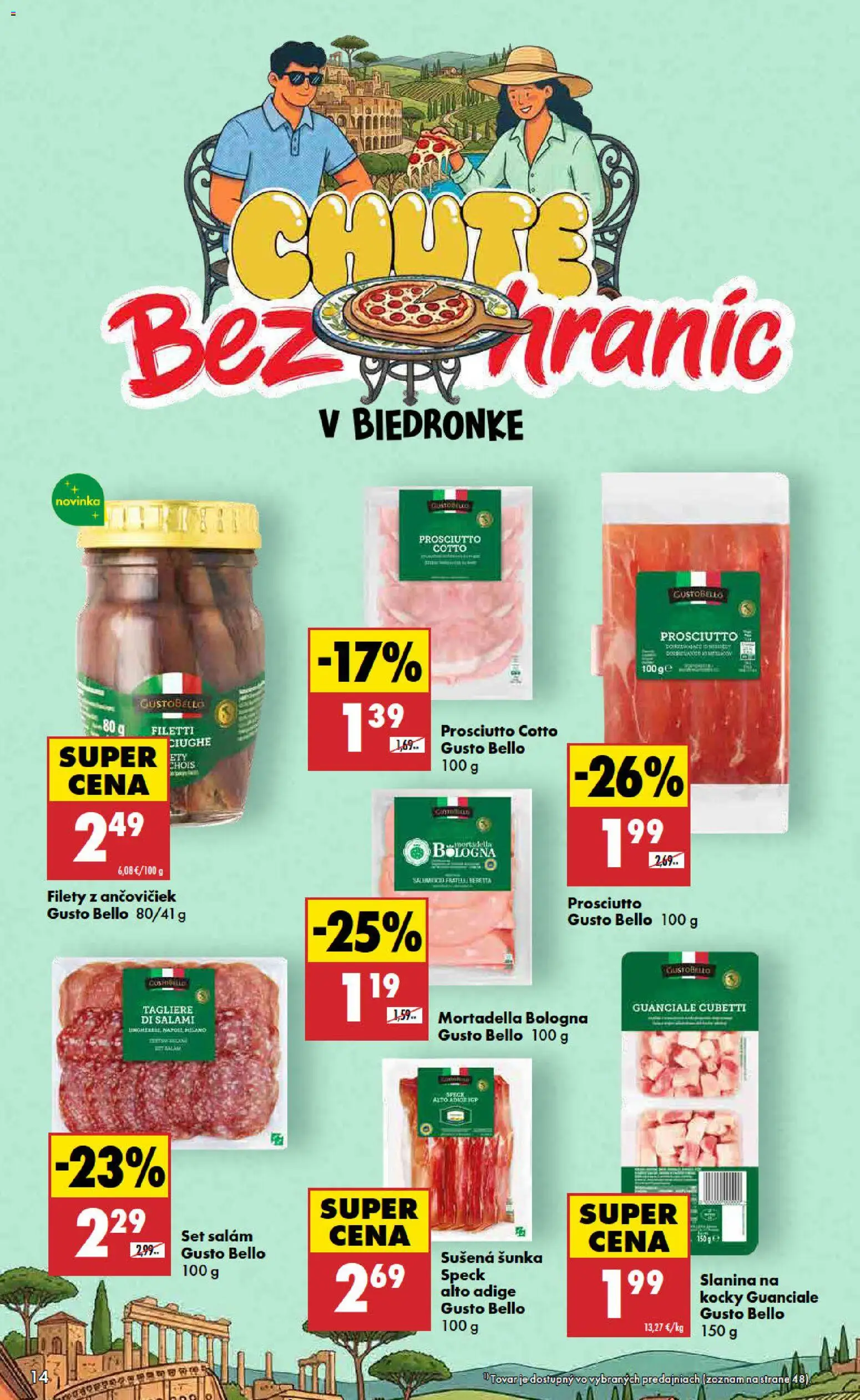 Nové Biedronka akcie – leták je platný od 10.09.2026 | Strana: 14 | Produkty: Šunka, Slanina, Prosciutto