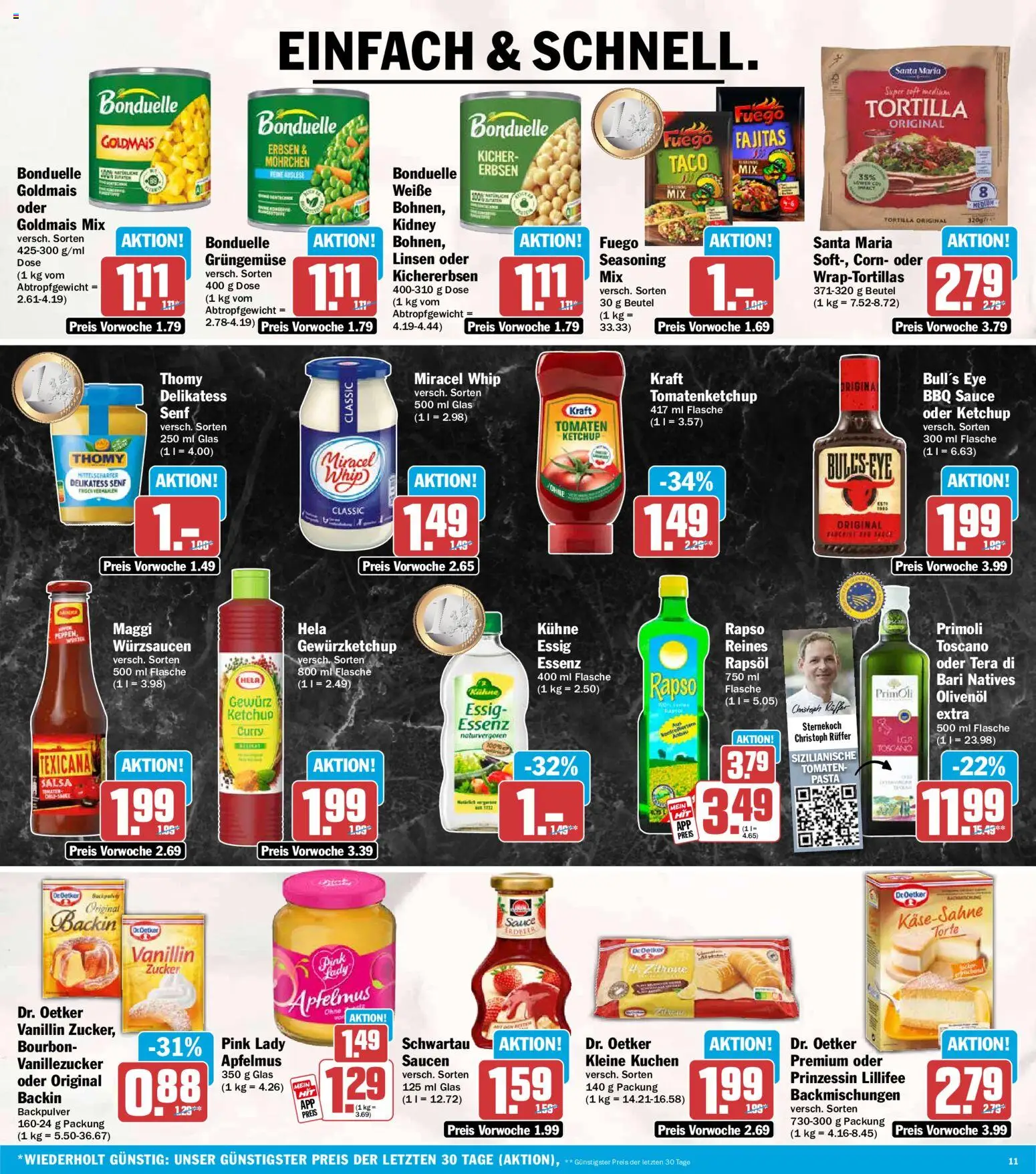 HIT Prospekt – gültig ab 17.08.2026 | Seite: 11 | Produkte: Essig, Rapsöl, Kuchen, Apfelmus
