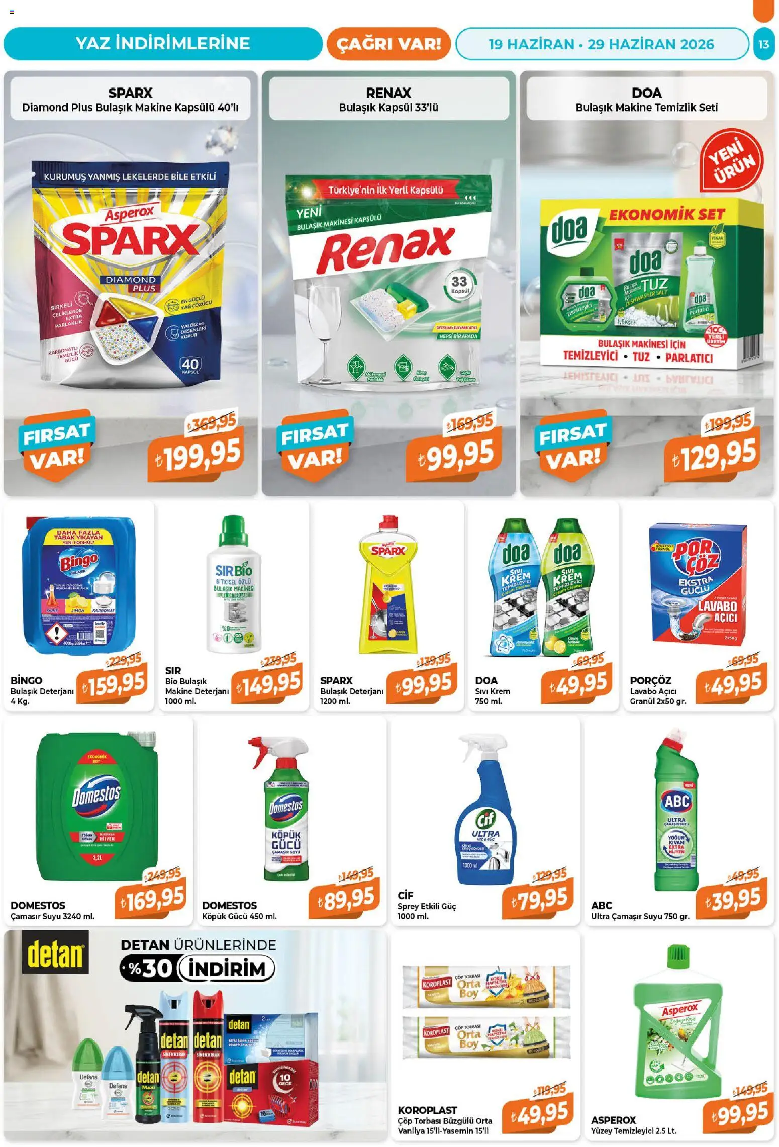Çağrı Market Katalog - 19.06.2026 tarihinden itibaren geçerlidir | Sayfa: 13 | Ürünler: Lavabo, Parlatıcı, Yüzey temizleyici, Yağ çözücü