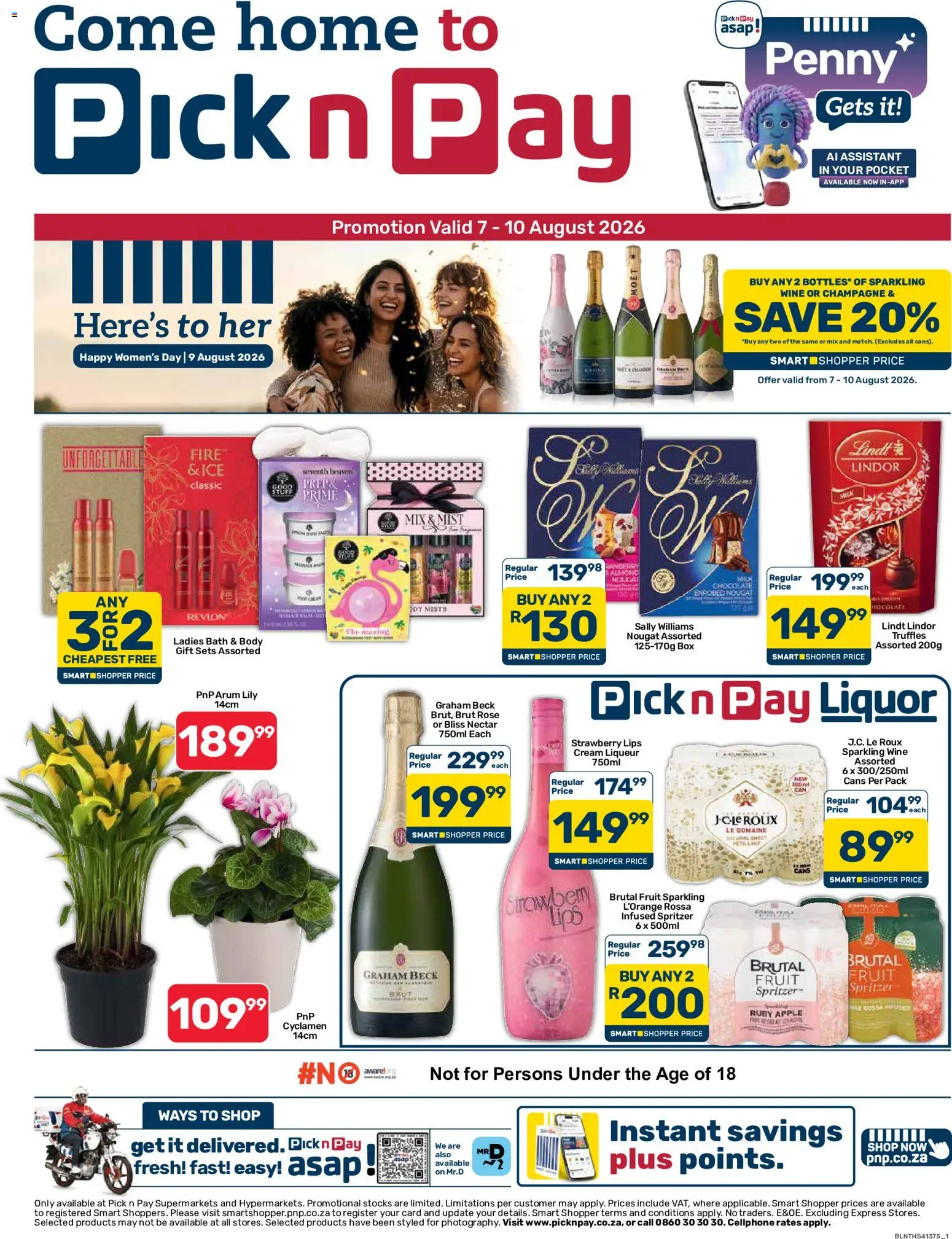 New Pick n Pay catalogue – valid from 07/08/2026 | Page: 1 | Products: Bath, Milk, Chocolate, Moet