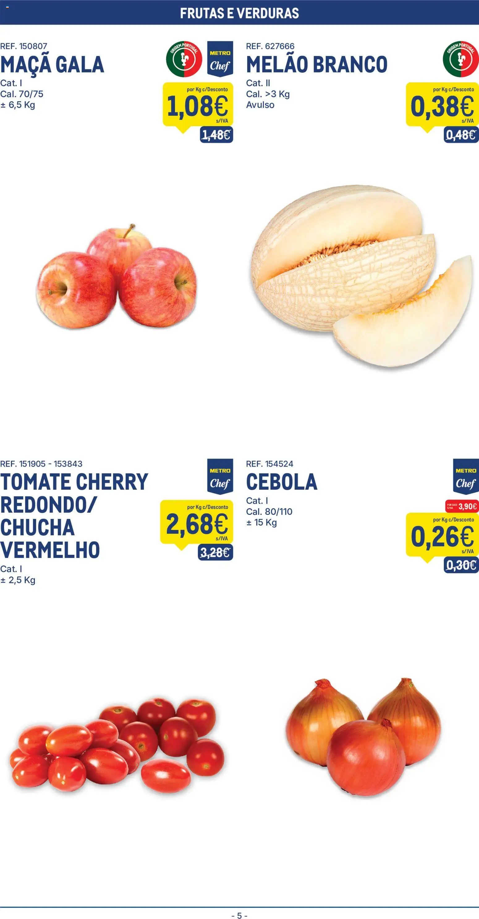 Makro folheto │ válido de 18/08/2026 | Página: 5 | Produtos: Cebola, Maça, Tomate, Melão