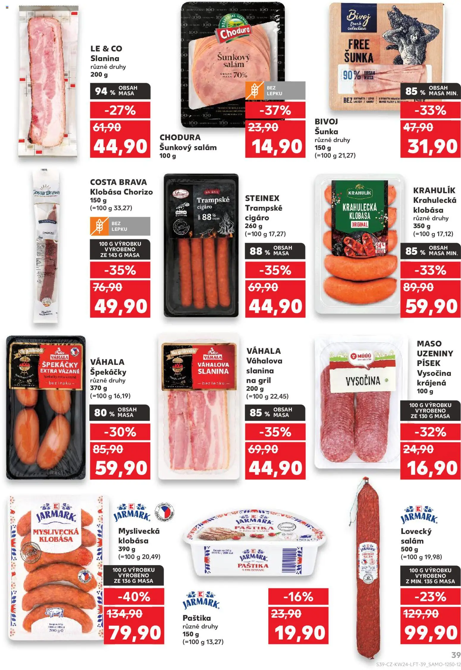 Kaufland leták - Chomutov od 10.06.2026 | Strana: 39 | Produkty: Špekáčky, Uzeniny, Maso, Chorizo