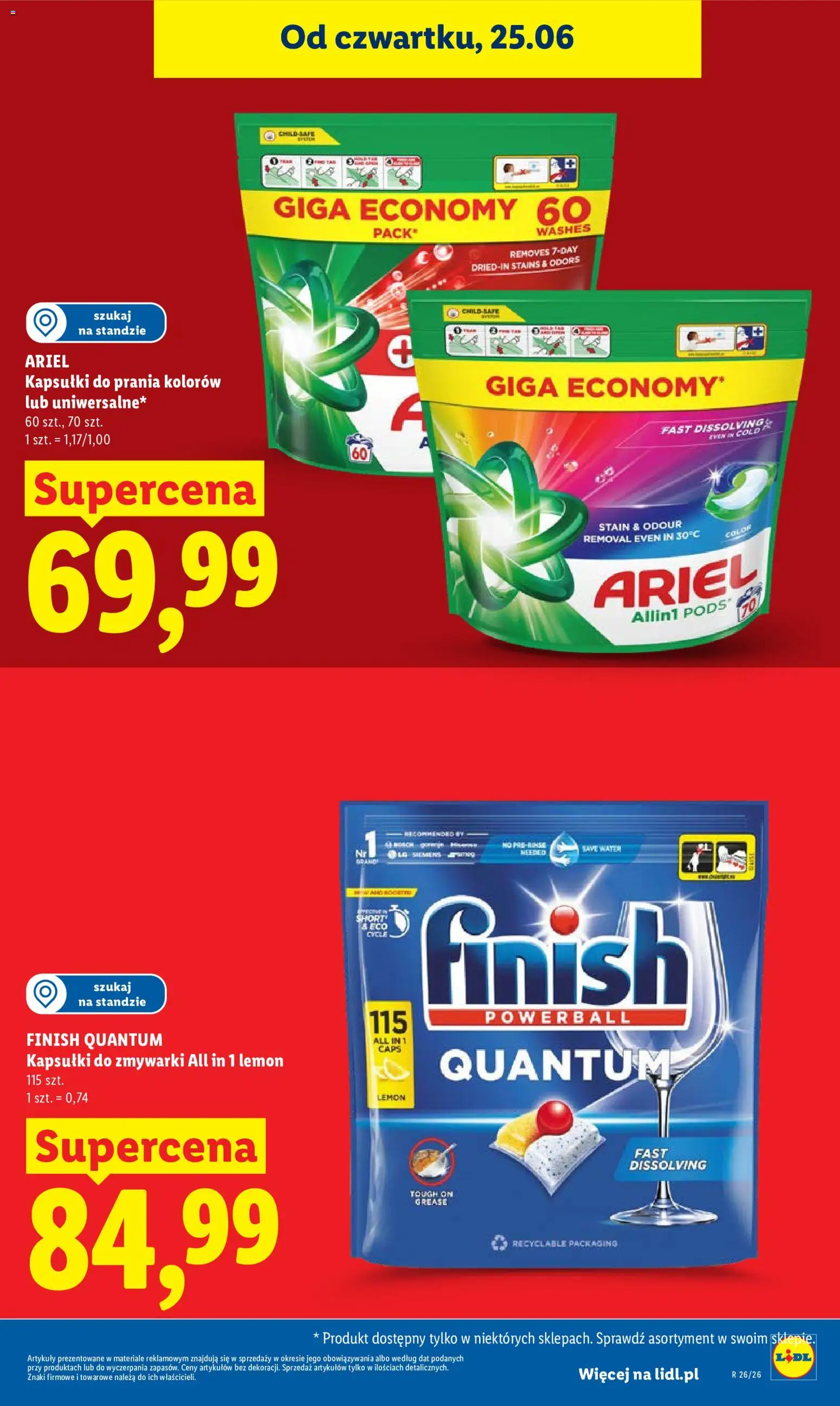 Lidl gazetka od 25.06.2026 | Strona: 21 | Produkty: Ariel kapsułki, Ariel, Kapsułki do prania, Detergent