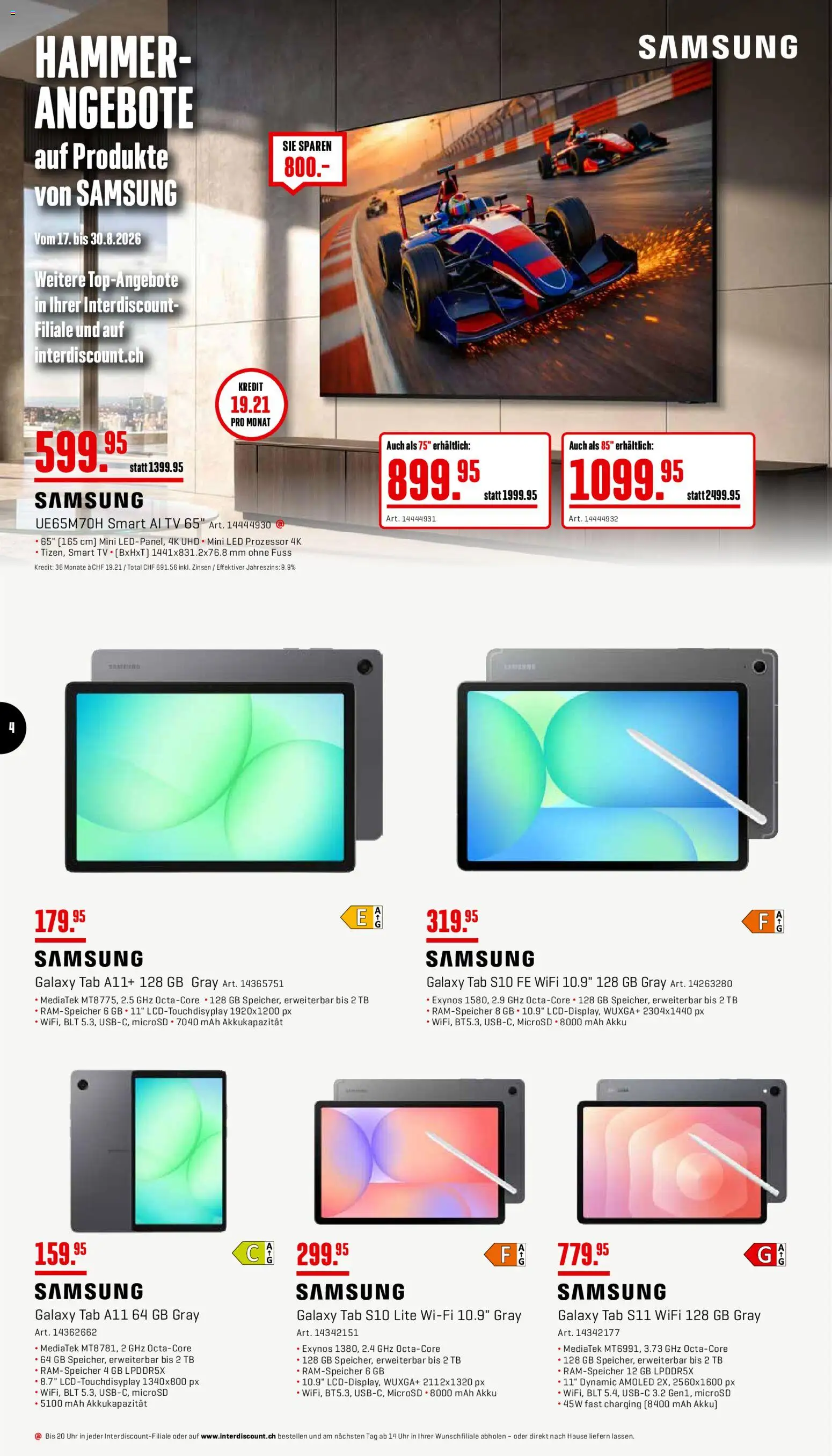 Interdiscount aktionen – gültig ab 17.08.2026 | Seite: 4 | Produkte: Uhr, TV, Samsung