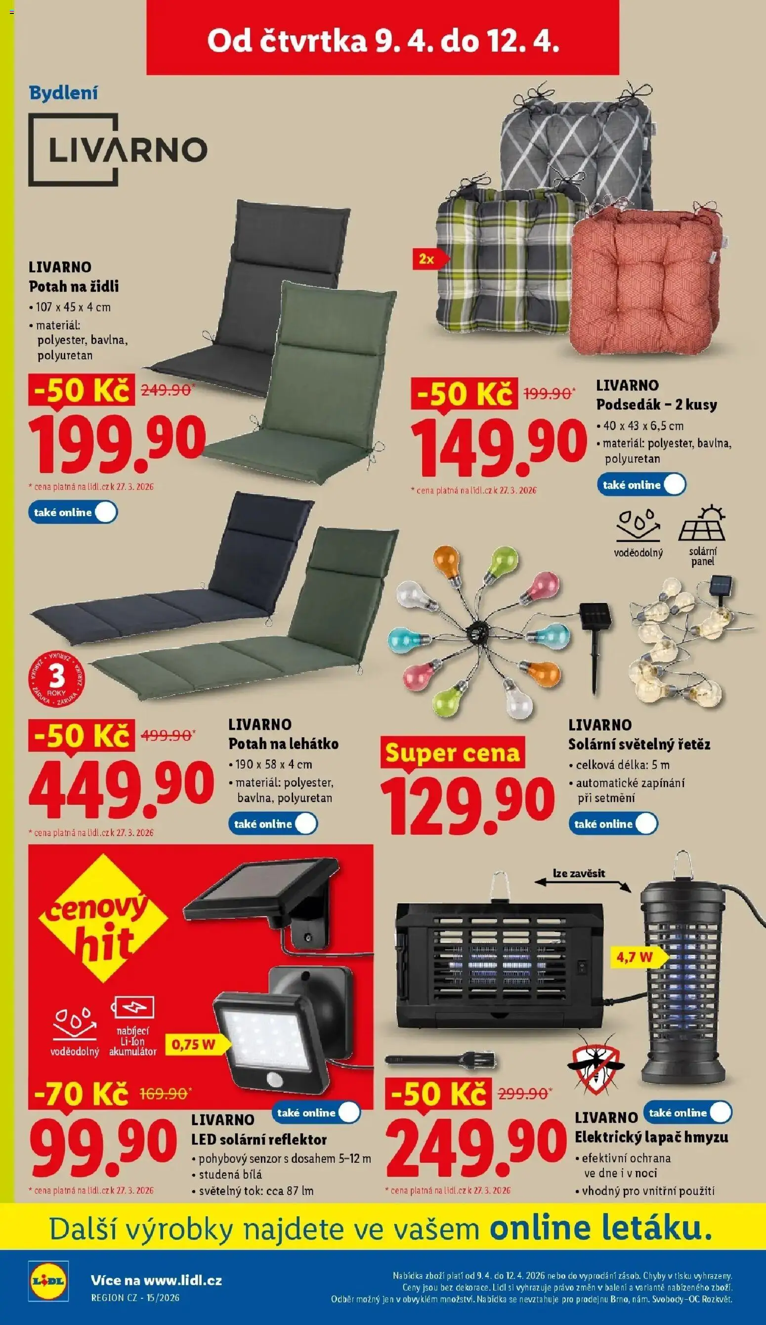 Lidl aktuální leták od 09.04.2026 | Strana: 30 | Produkty: Elektrický lapač hmyzu, Podsedák, Potah na židli, LED