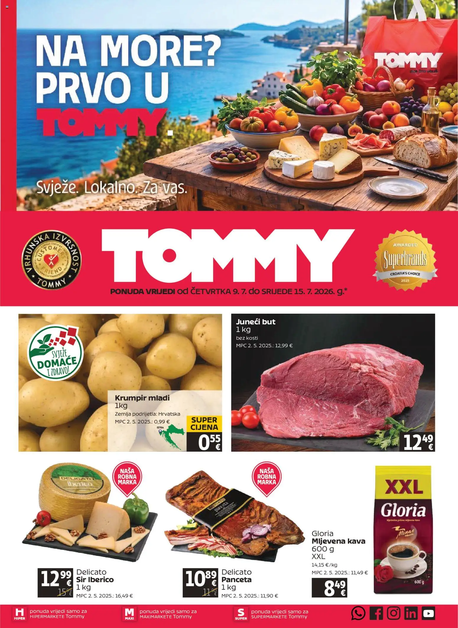 Tommy katalog | vrijedi od 09.07.2026 | Stranica: 1 | Proizvodi: Juneći but, Mljevena kava, Kava, Krumpir