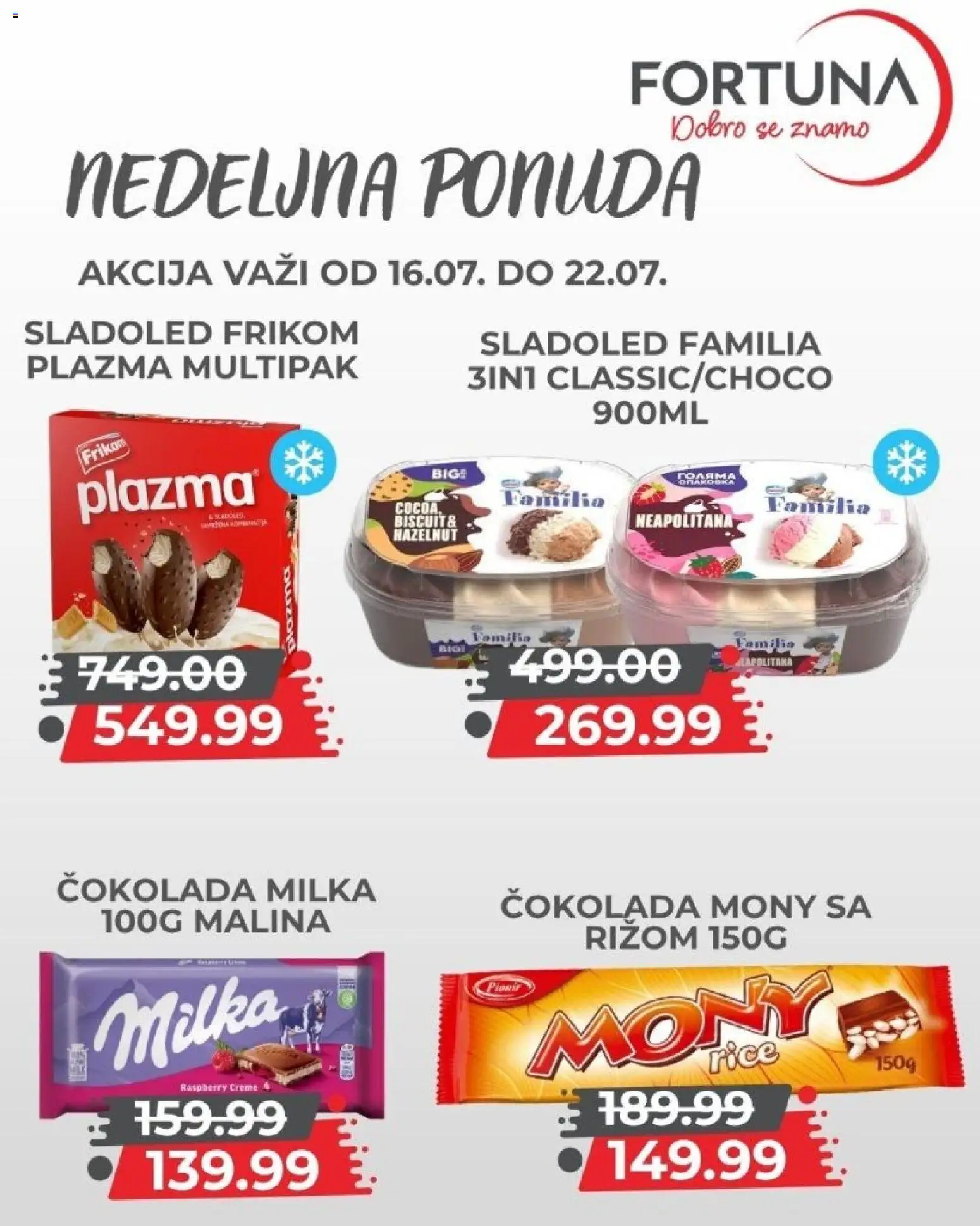 Fortuna Market katalog - važi od 16.07.2026 | Strana: 7 | Proizvode: Milka, Sladoled, Plazma, Malina
