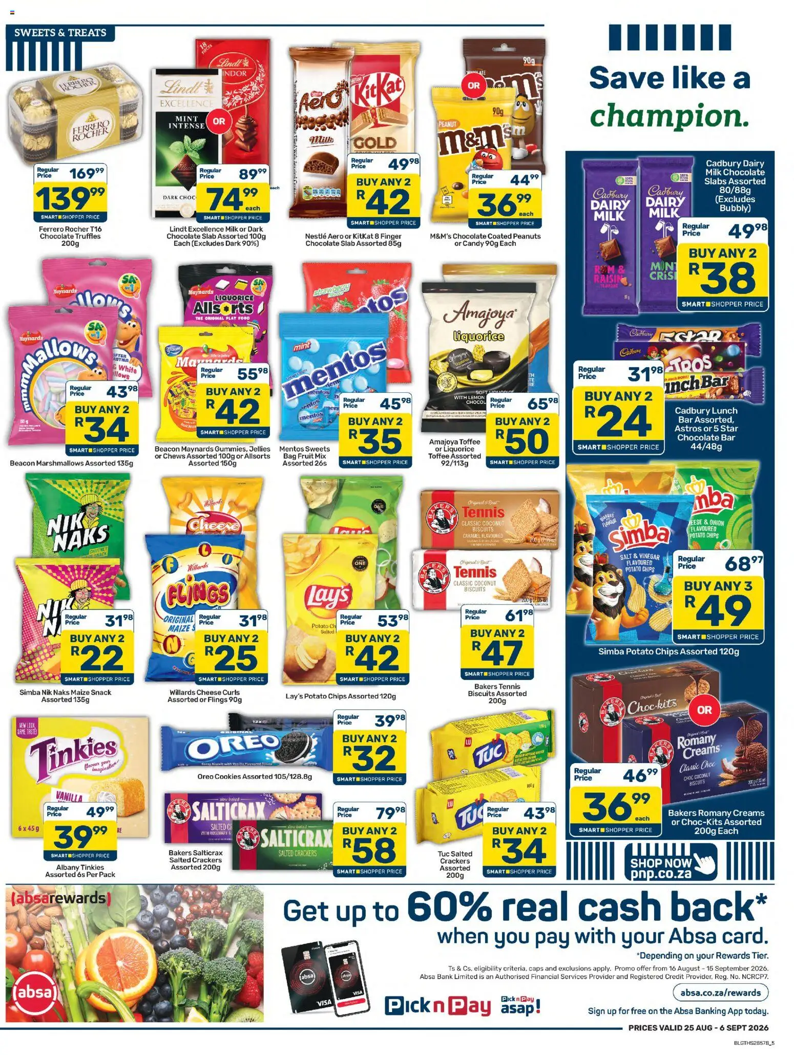 New Pick n Pay catalogue – valid from 25/08/2026 | Page: 5 | Products: Bag, Biscuits, Salt, Caramel