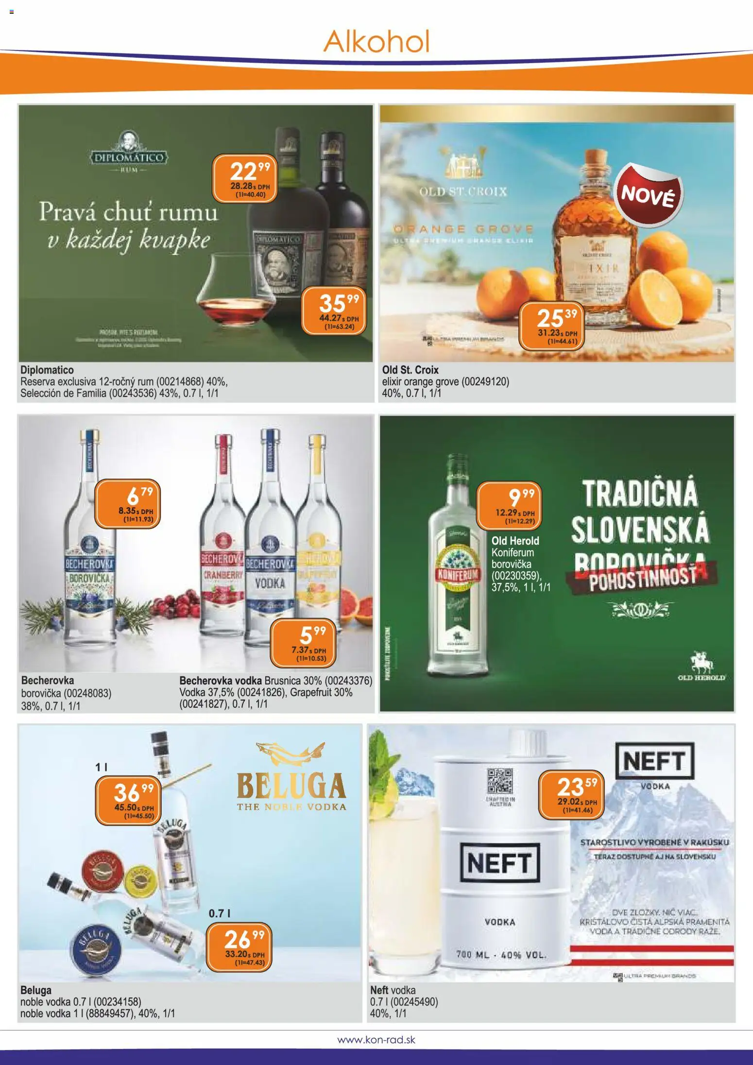 Nové KON - RAD akcie – leták je platný od 01.11.2026 | Strana: 18 | Produkty: Diplomatico, Borovička, Grapefruit, Rum