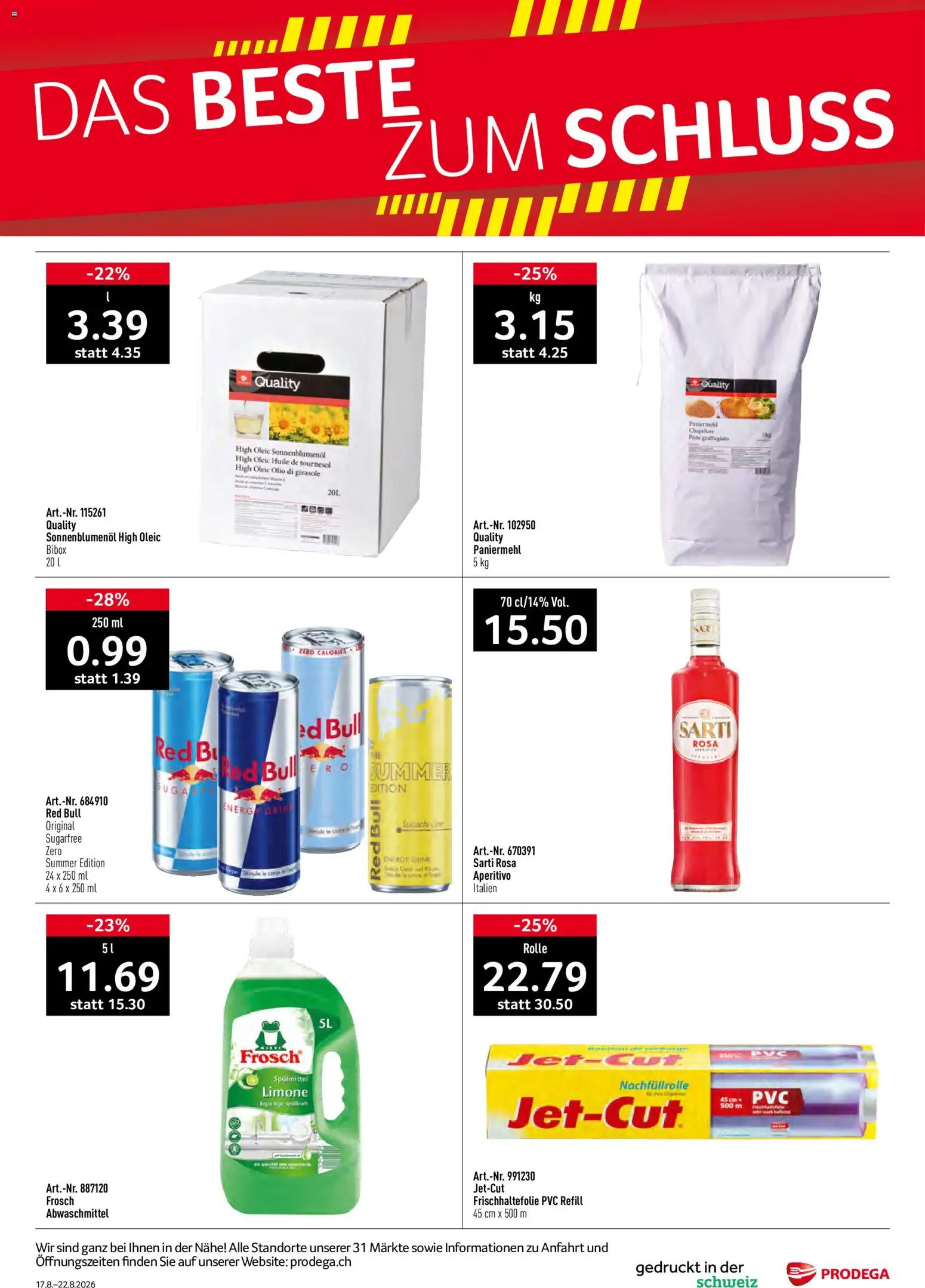 Prodega aktionen – gültig ab 17.08.2026 | Seite: 40 | Produkte: Red bull, Pane