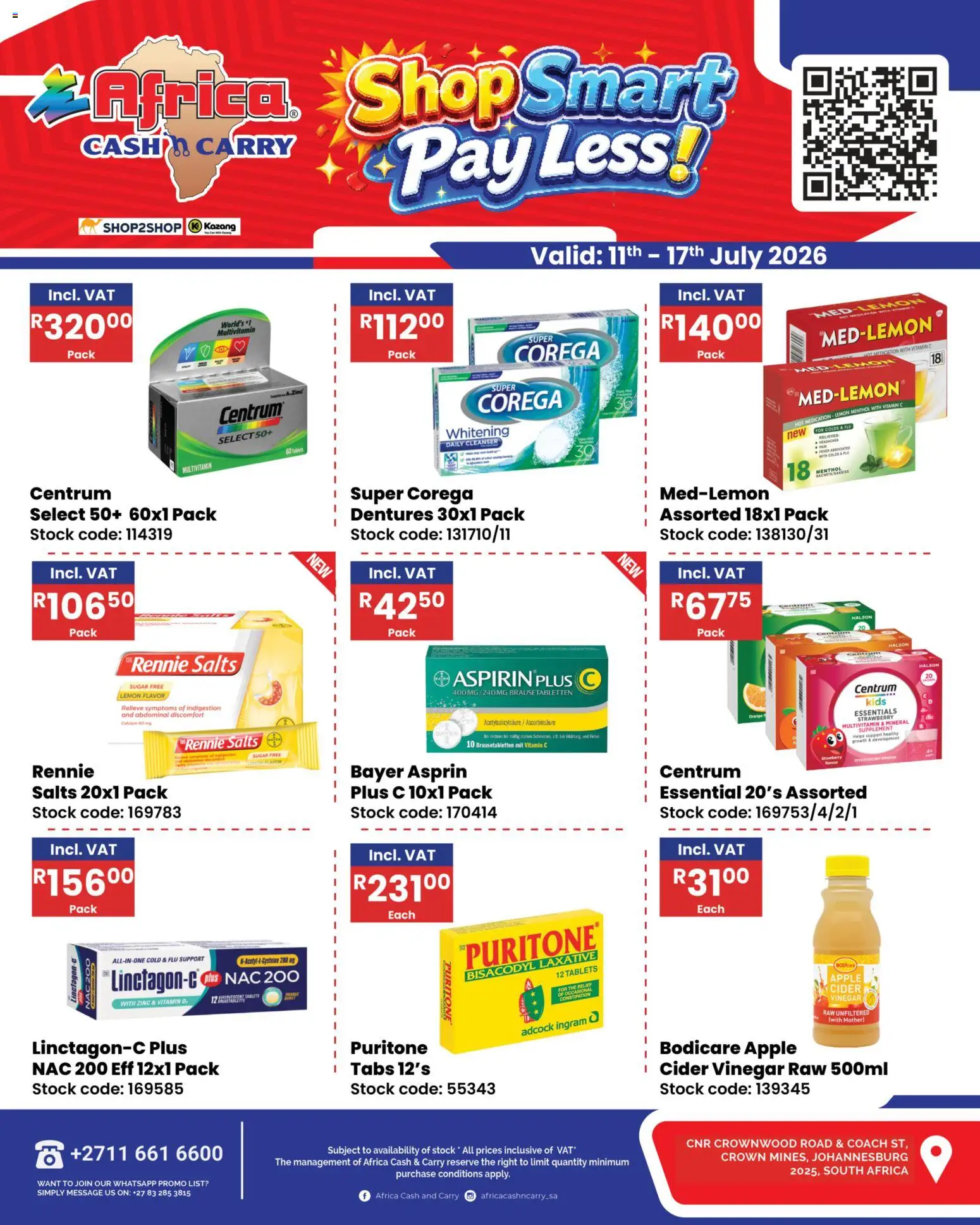 New Africa Cash & Carry catalogue – valid from 11/07/2026 | Page: 1 | Products: Cider, Stock, Sugar, Lemon