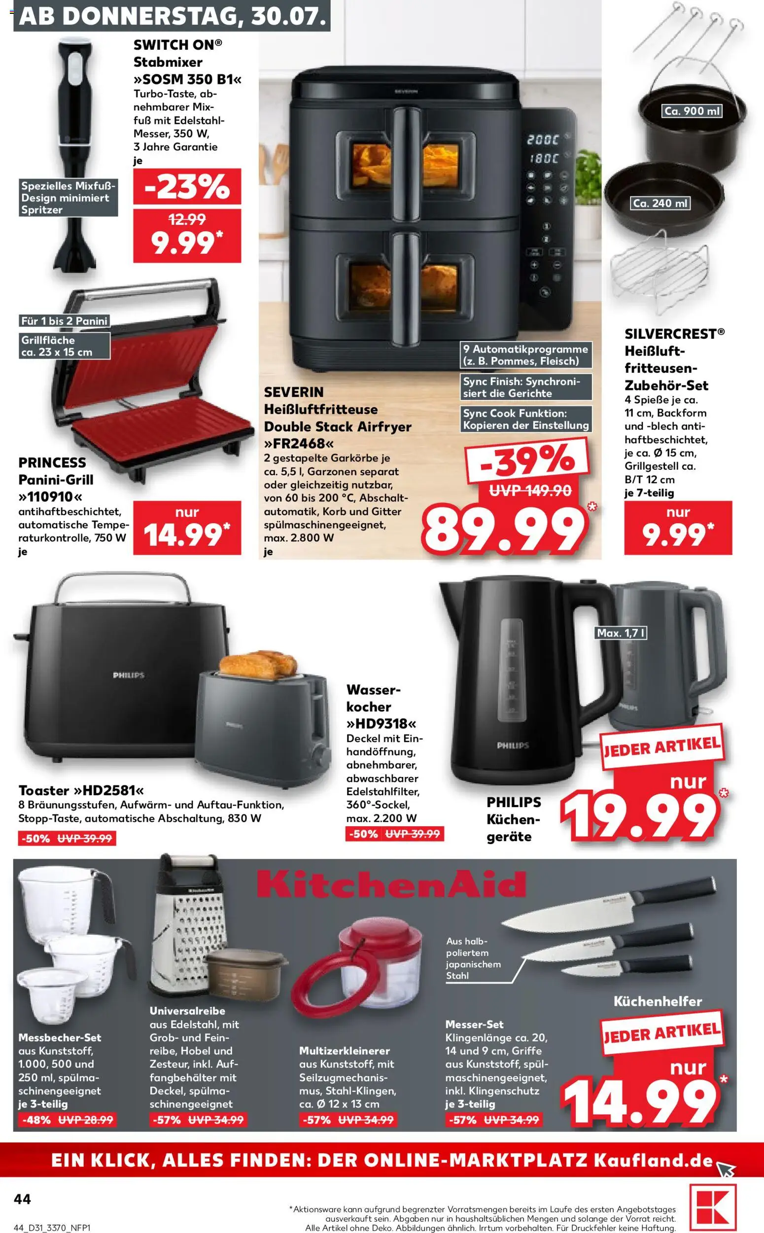 Kaufland Prospekt Rostock – gültig ab 30.07.2026 | Seite: 44 | Produkte: Hobel, Toaster, Korb, Stabmixer