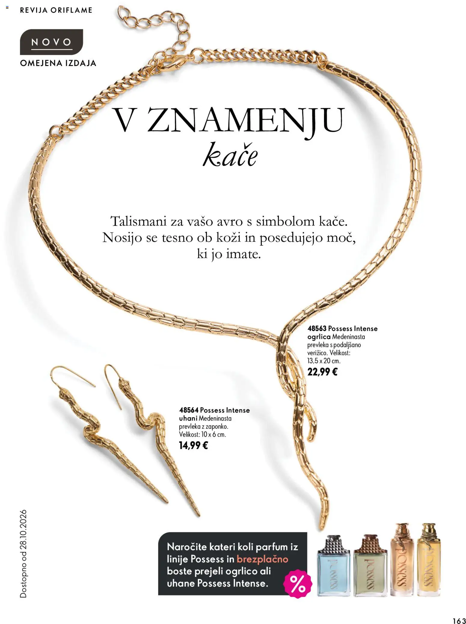 Novi Oriflame katalog ponudbe – veljaven od 07.10.2026 | Stran: 163 | Izdelki: Revija, Uhani, Prevleka, Parfum