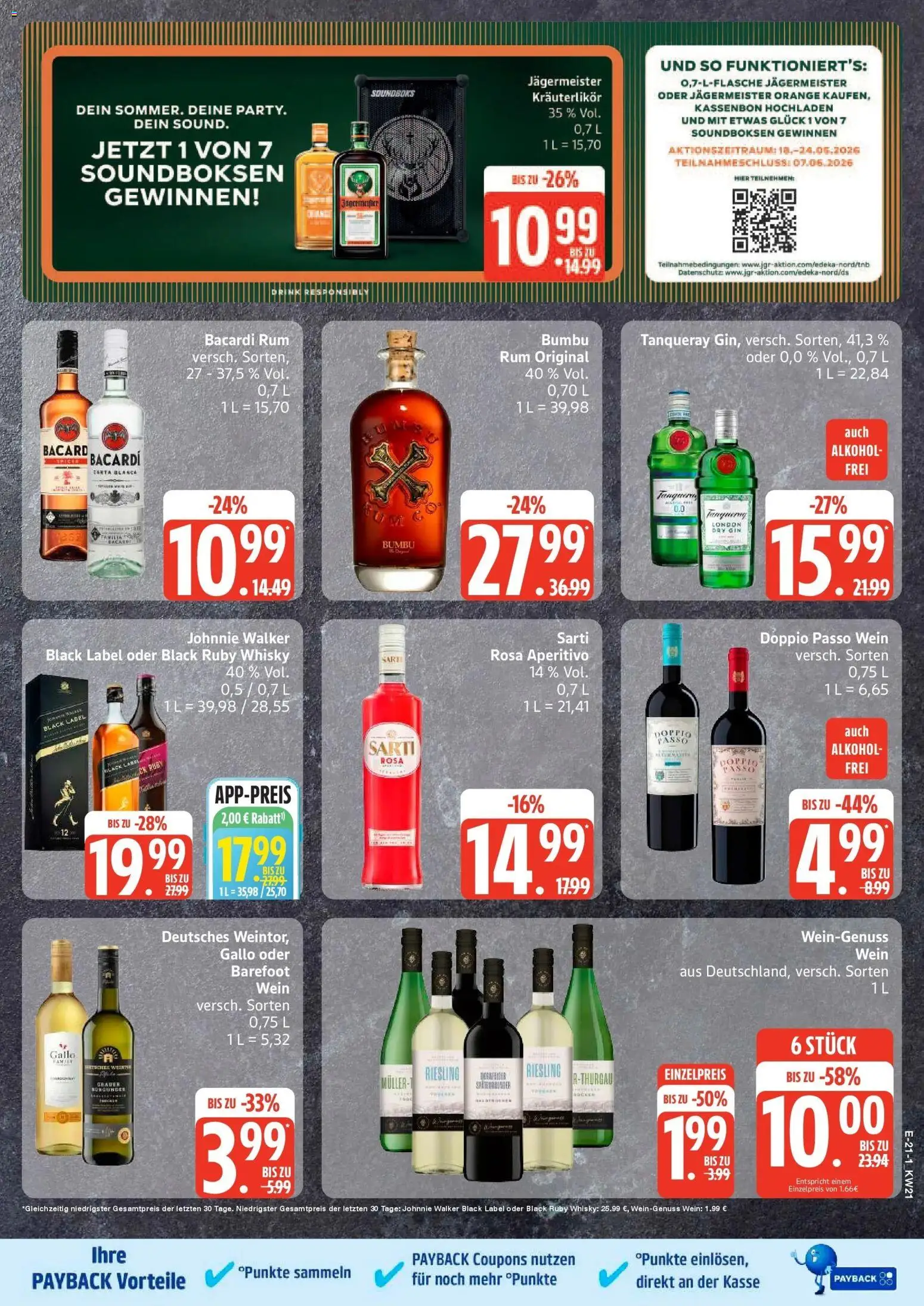 Edeka Prospekt Mölln – gültig ab 17.05.2026 | Seite: 21 | Produkte: Bacardi, Rum, Jägermeister, Doppio Passo