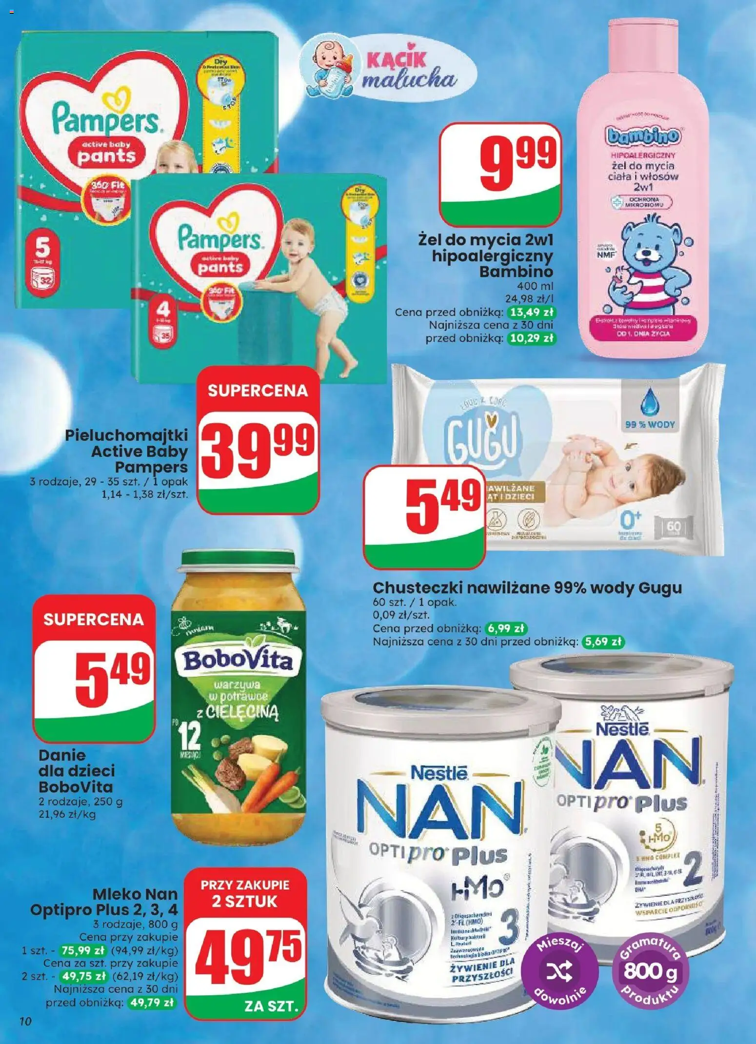 Dino gazetka od 12.08.2026 | Strona: 10 | Produkty: Chusteczki nawilżane, Chusteczki, Pampers, Mleko