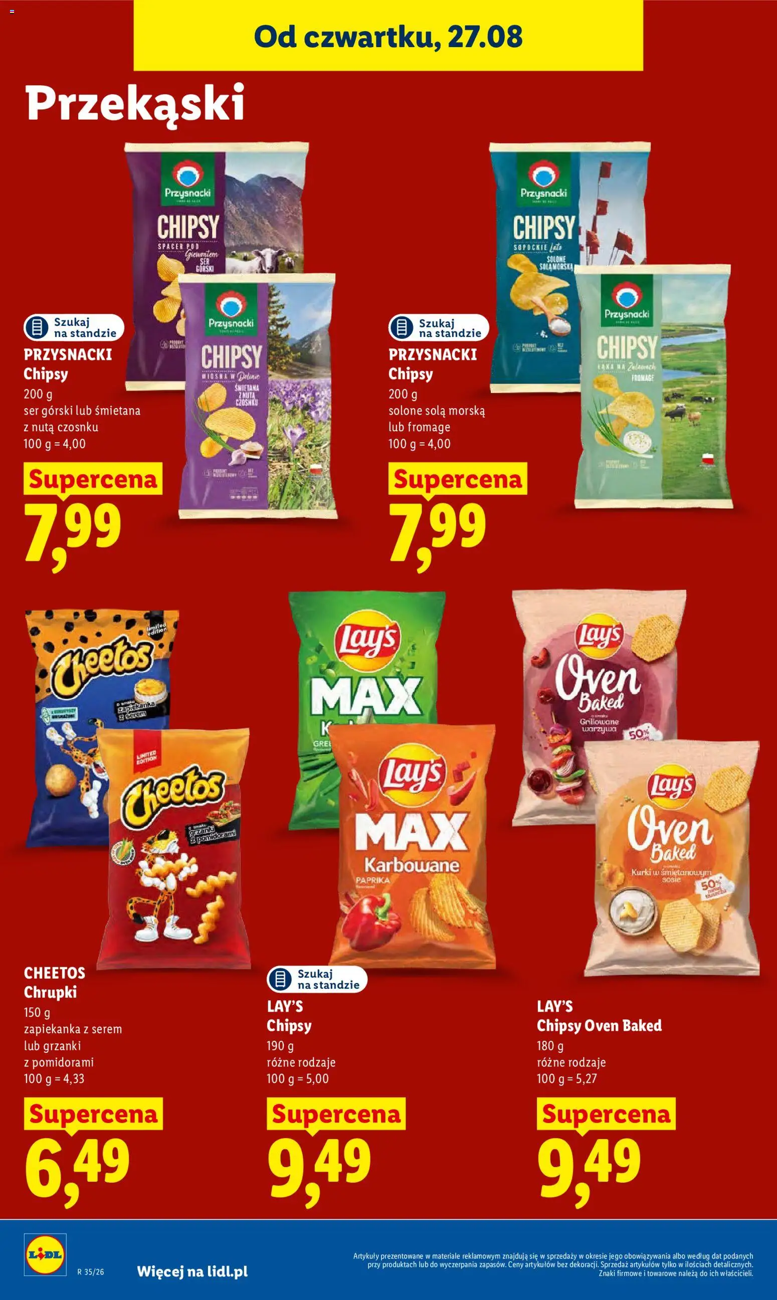 Lidl Polsko leták od 27.08.2026 | Strana: 70 | Produkty: Cheetos, Paprika, Lay's, Chipsy