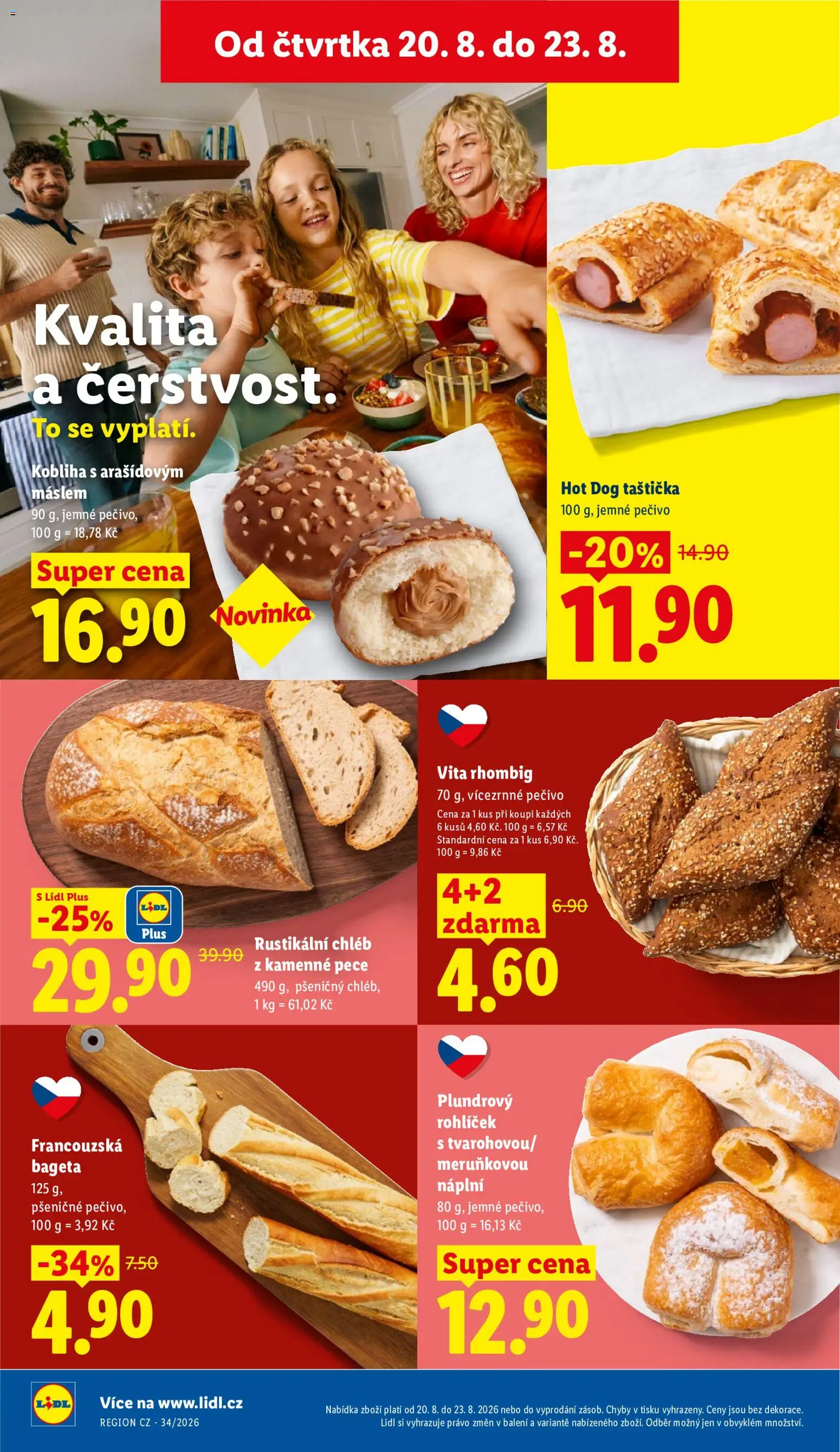 Lidl leták od 20.08.2026 | Strana: 14 | Produkty: Donut, Francouzská bageta, Pečivo, Bageta