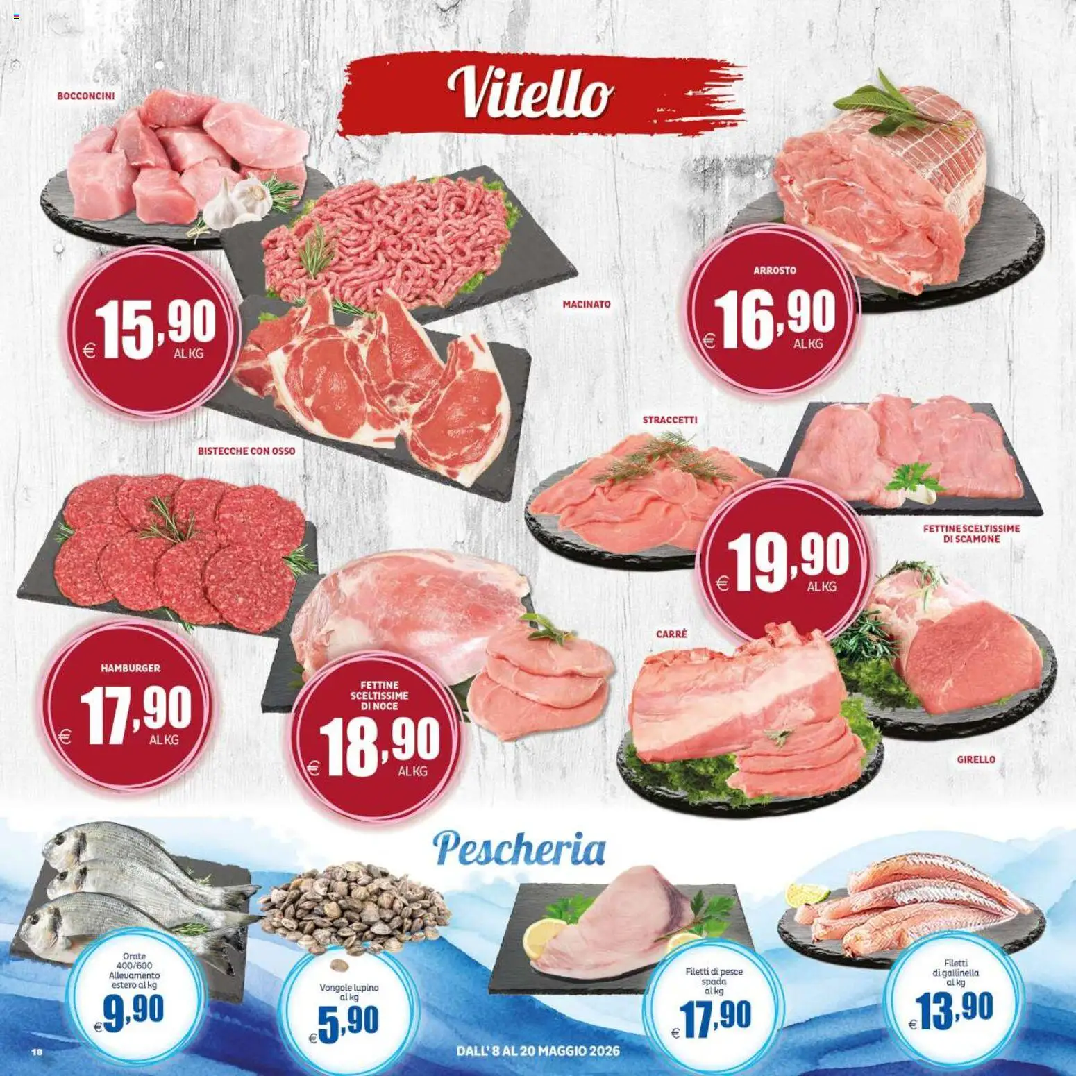 Volantino Elite Supermercati del 08.05.2026 | Pagina: 18 | Prodotti: Vongole, Girello, Gallinella, Hamburger