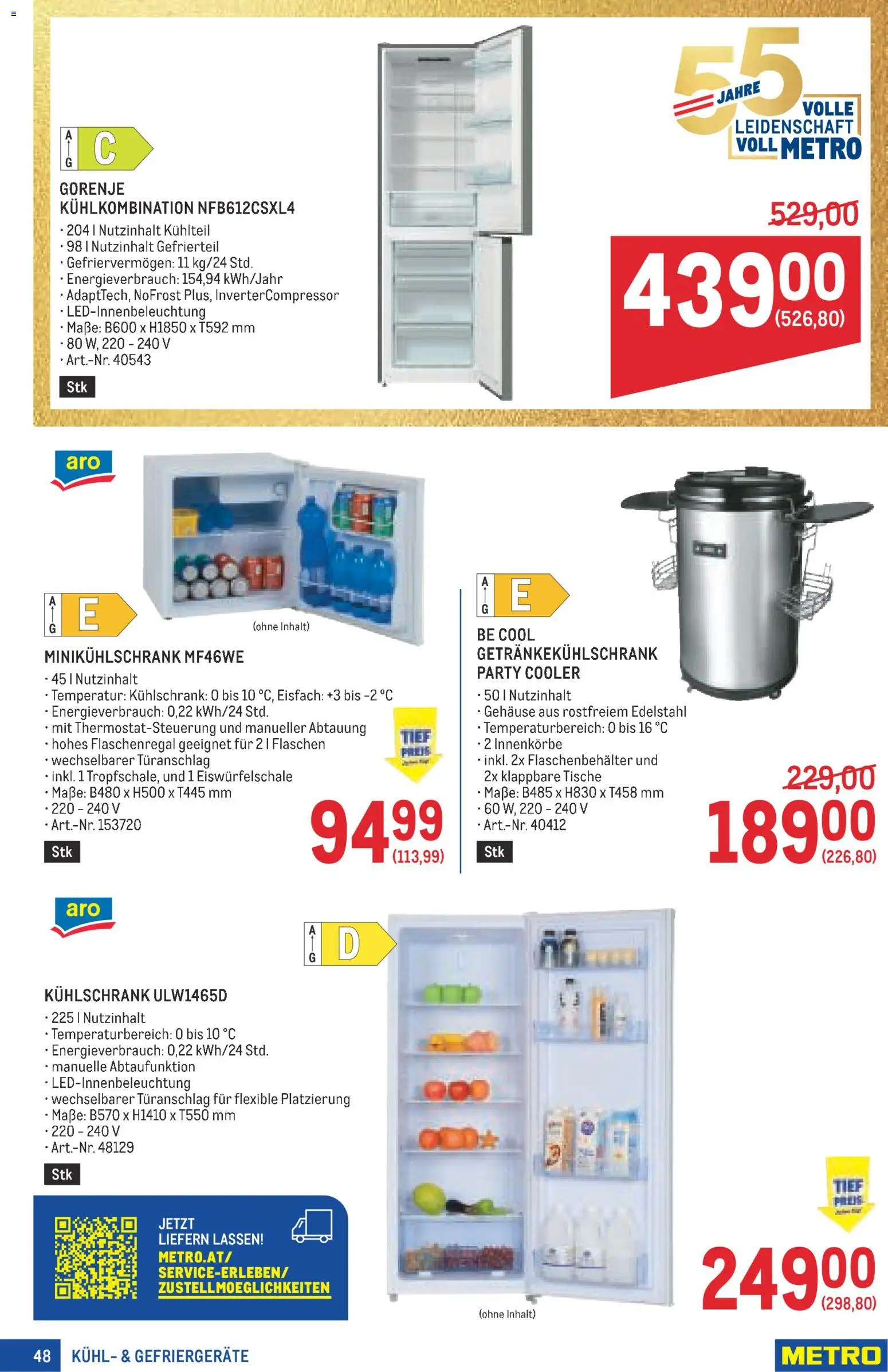 Metro angebote Profi gültig ab 23.07.2026 | Seite: 48 | Produkte: Kühlschrank