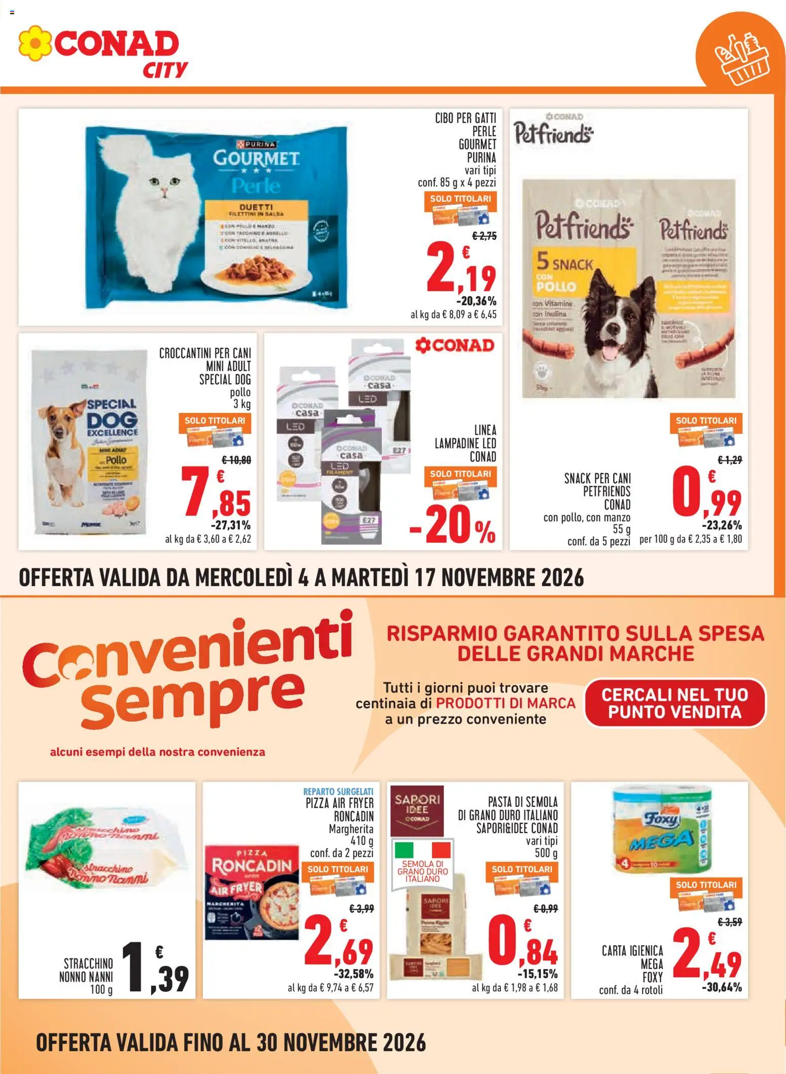 Volantino Conad del 04/11/2026 | Pagina: 15 | Prodotti: Carta igienica, Manzo, Tonno, Stracchino