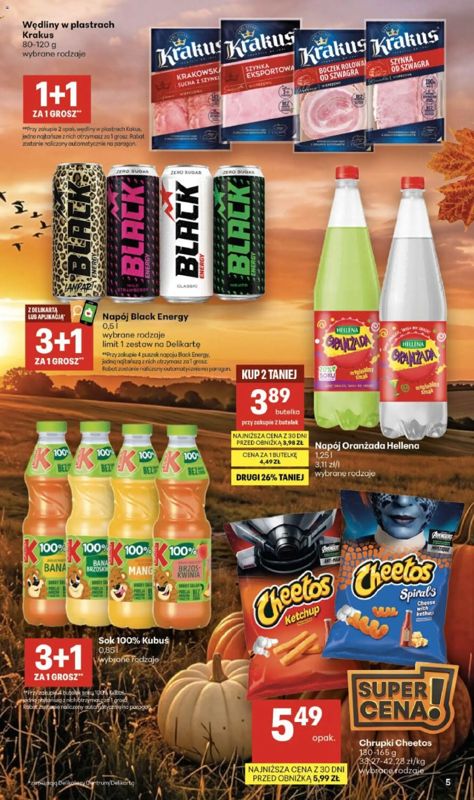 Delikatesy Centrum gazetka od 01.10.2026 | Strona: 5 | Produkty: Chrupki, Boczek, Wędliny, Sok