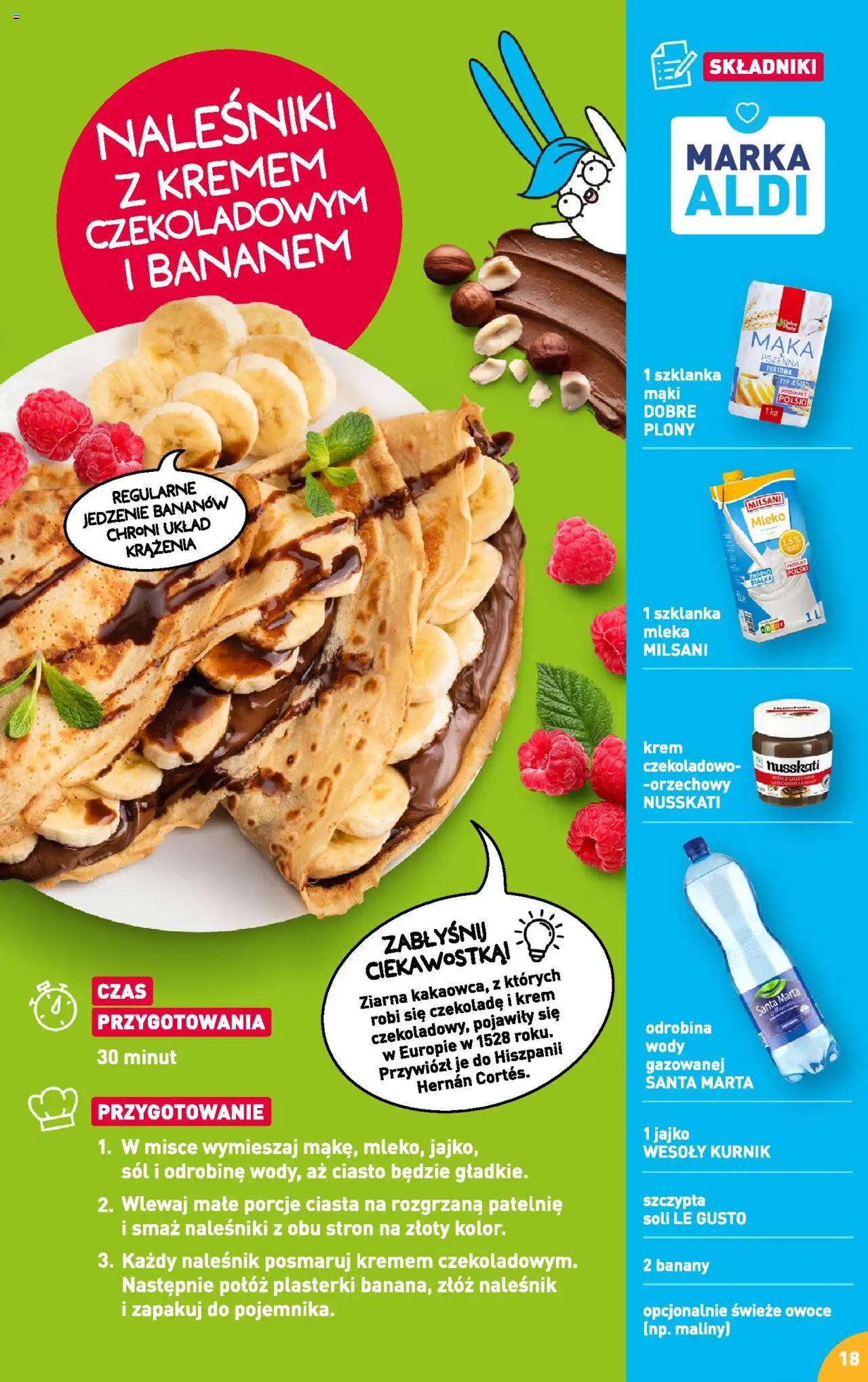 Aldi Gazetka - Przepisy na pyszne śniadanie od 05.08.2024 | Strona: 18 | Produkty: Szklanka, Ciasto, Patelnie, Naleśniki