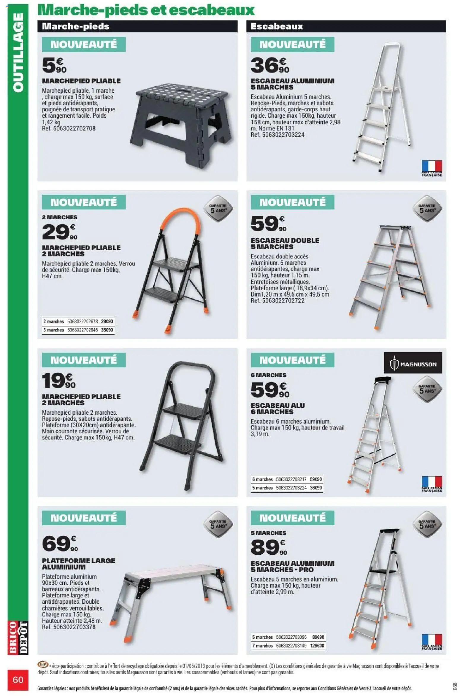 {H1} | Page: 60 | Produits: Marchepied, Outils, Sabots, Escabeau